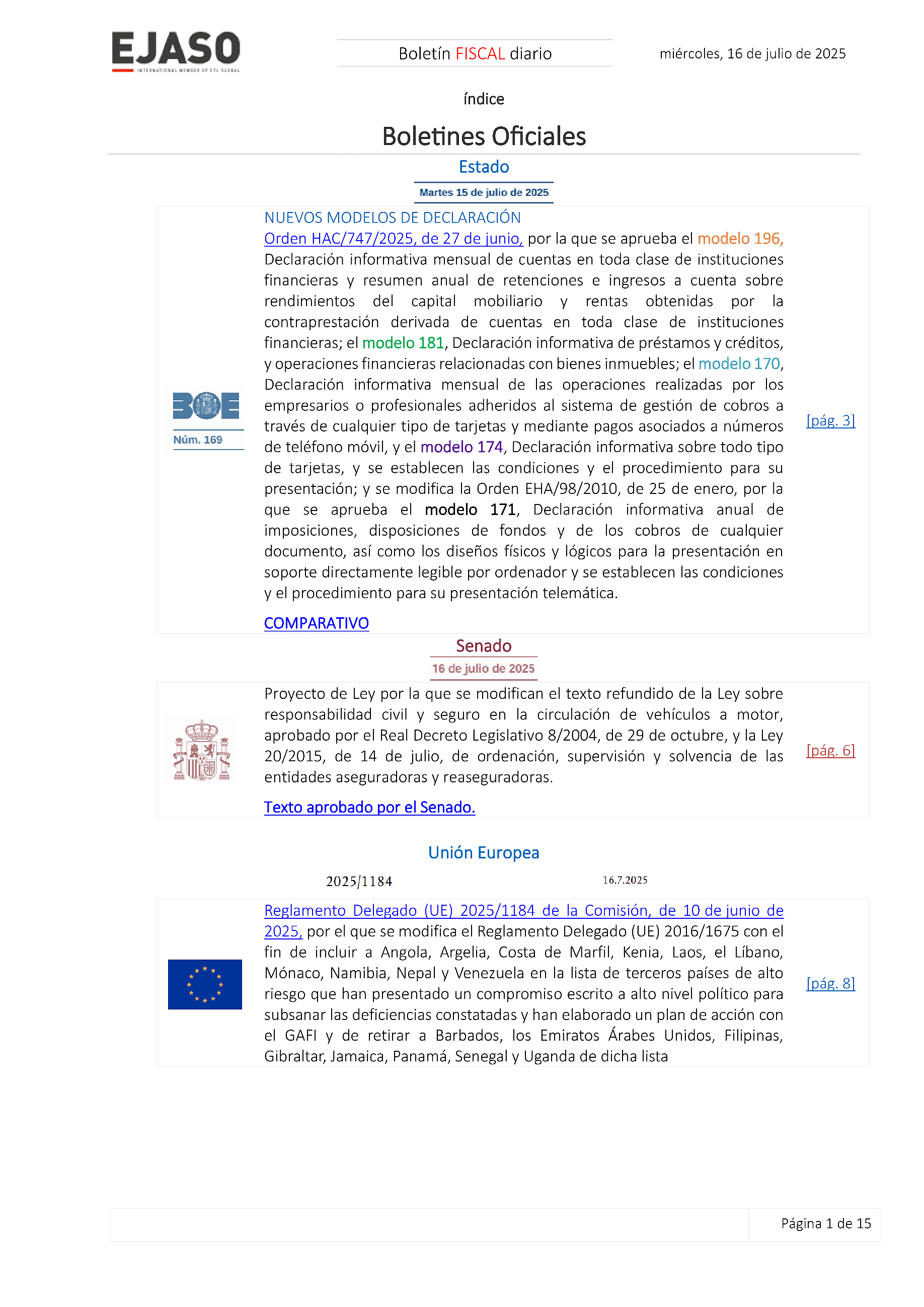 Boletín fiscal 16/07/2025