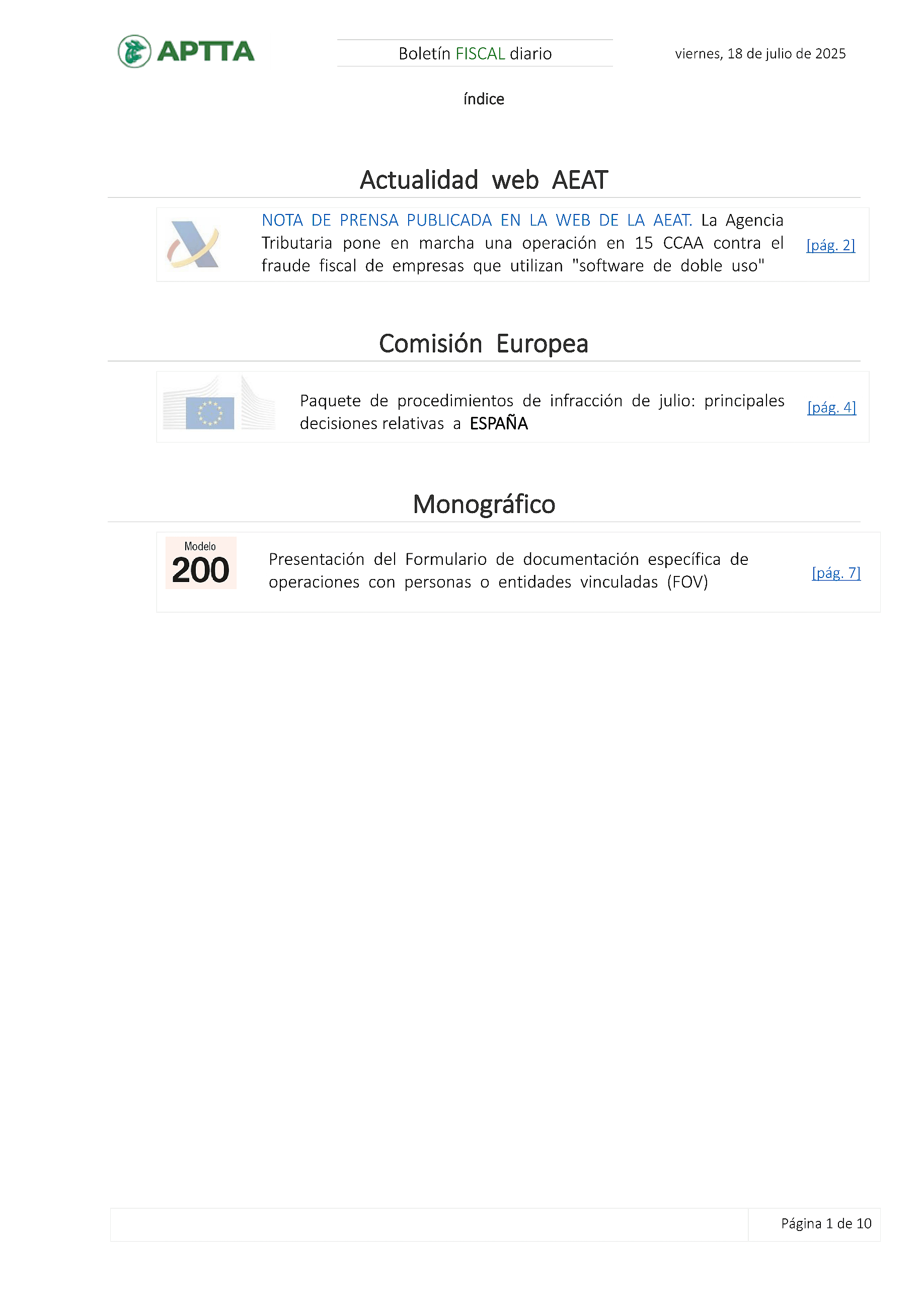 Boletín fiscal 18/07/2025