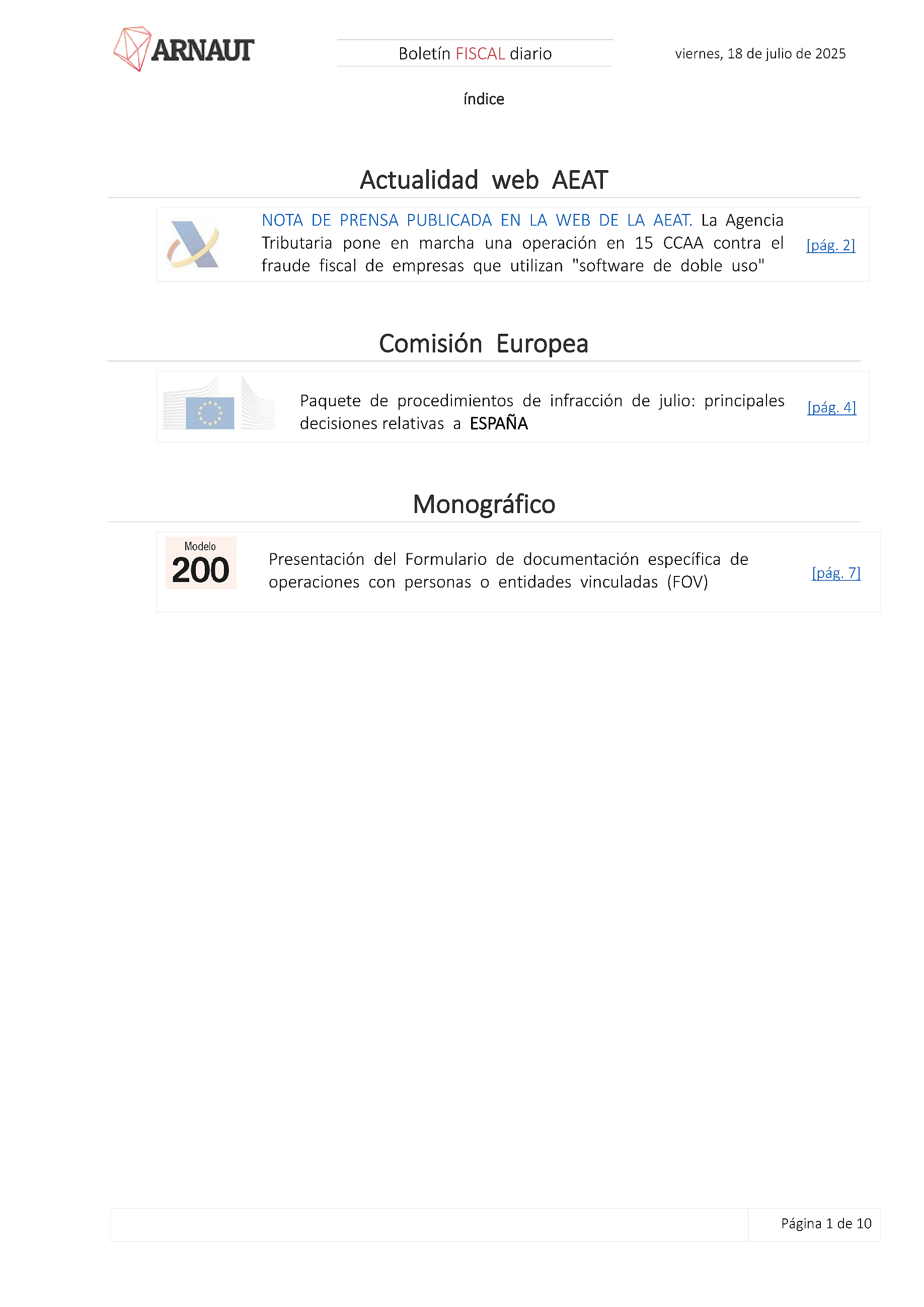 Boletín fiscal 18/07/2025