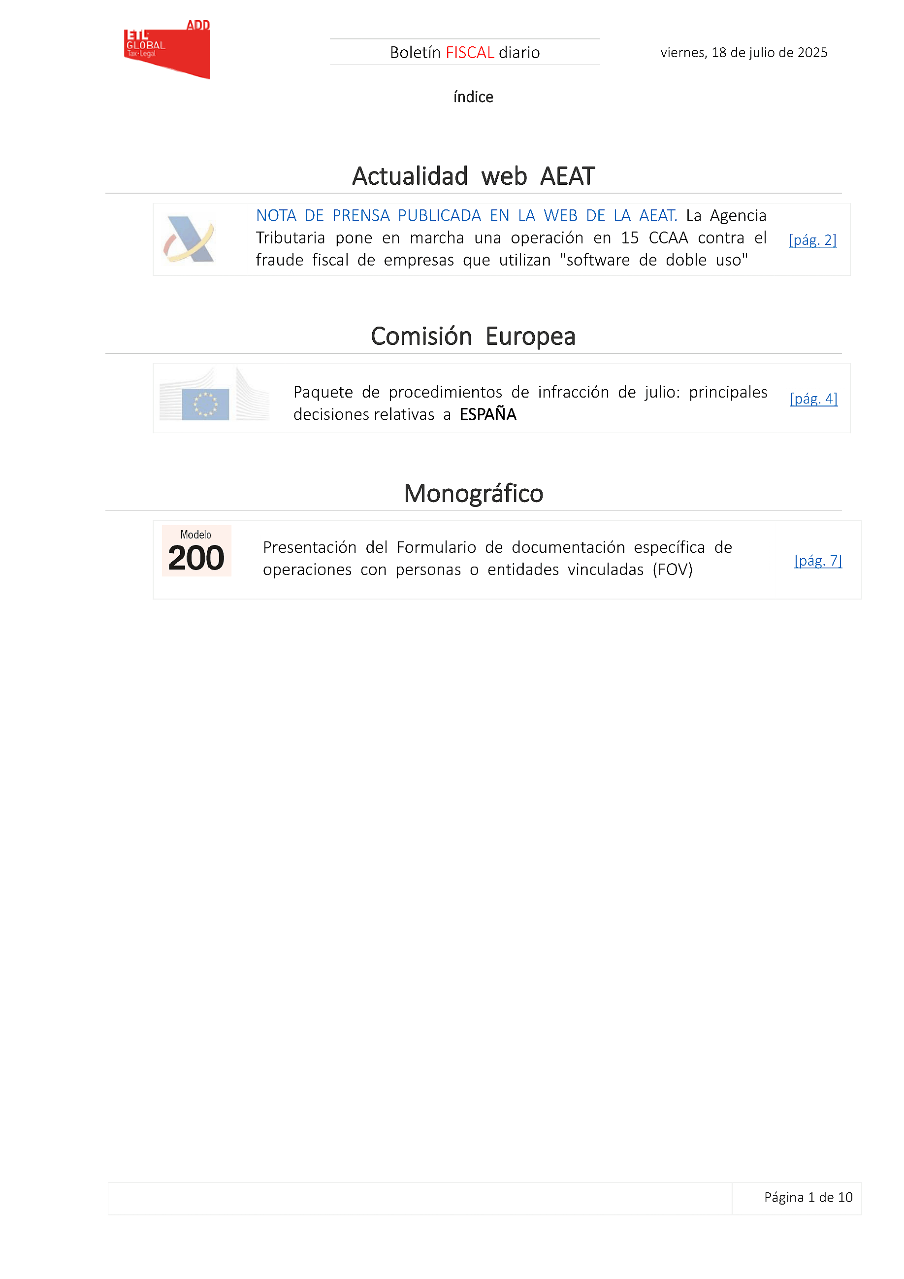 Boletín fiscal 18/07/2025