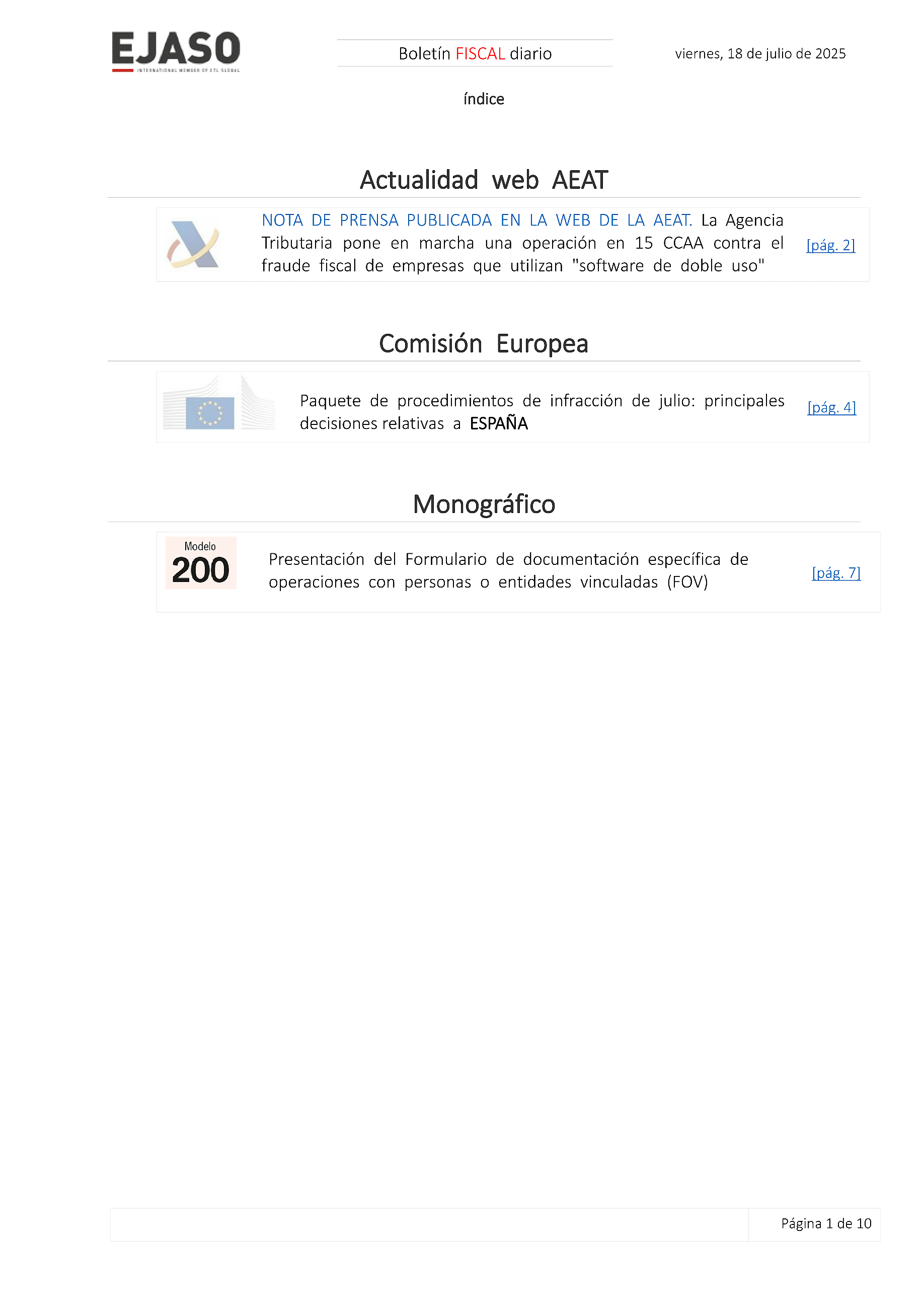 Boletín fiscal 18/07/2025
