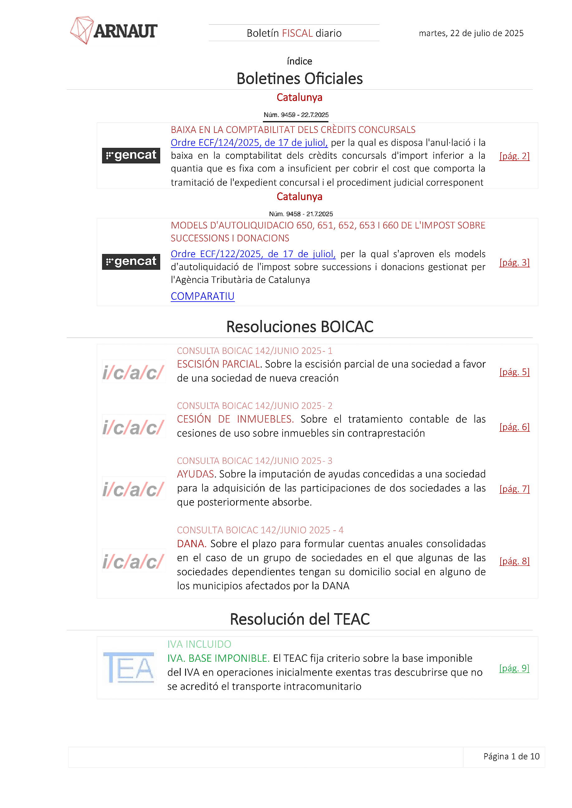 Boletín fiscal 22/07/2025