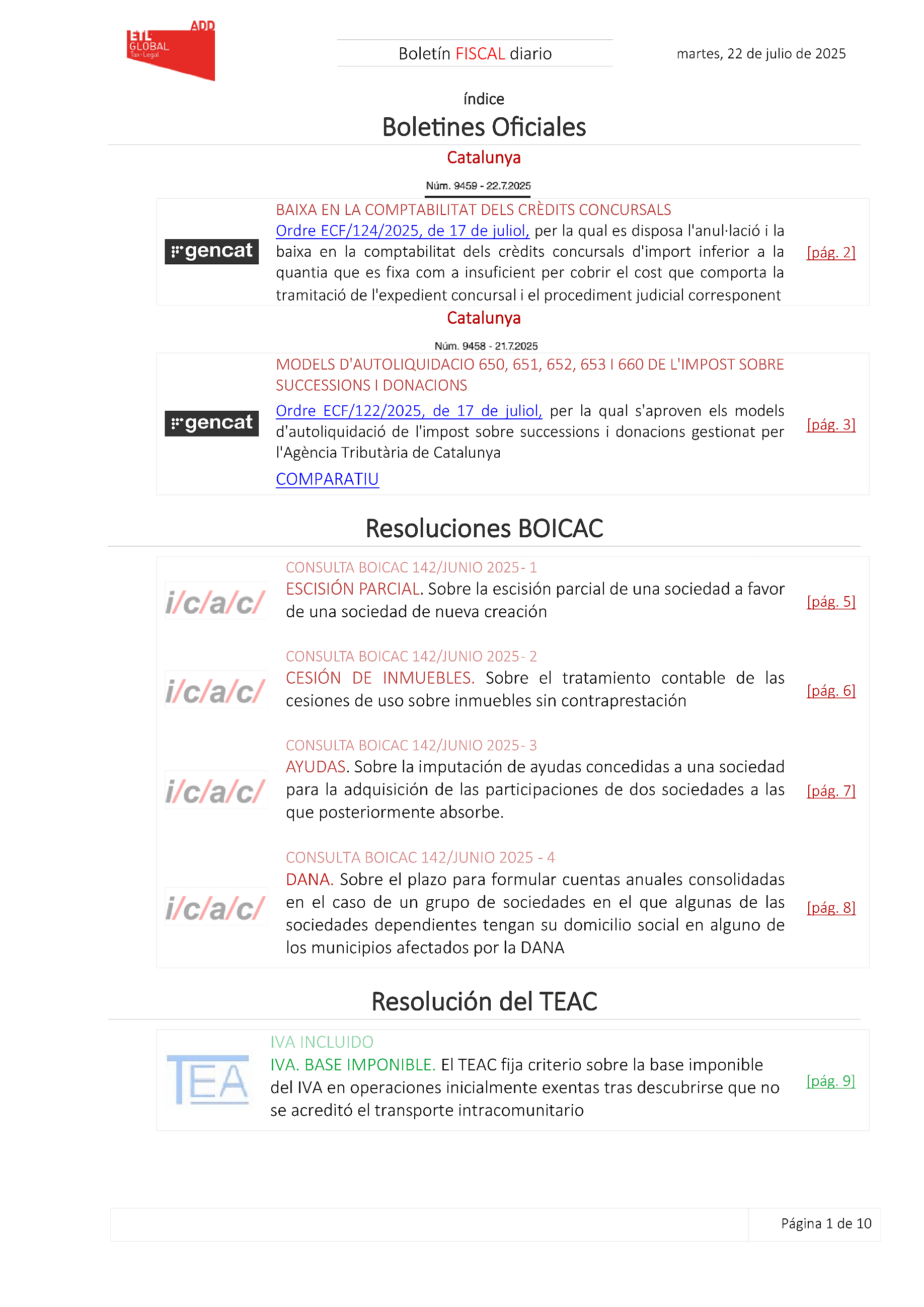 Boletín fiscal 22/07/2025