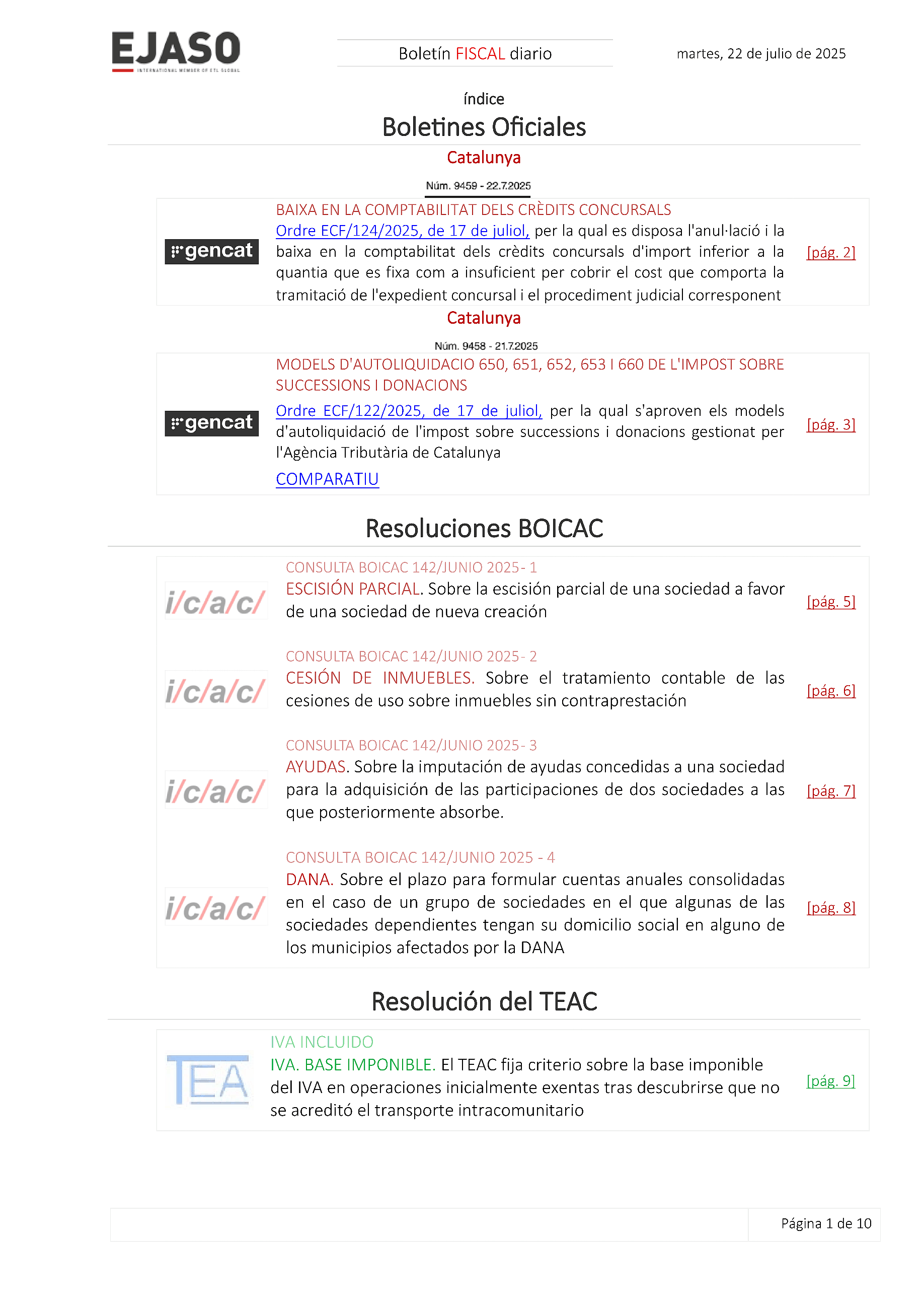 Boletín fiscal 22/07/2025