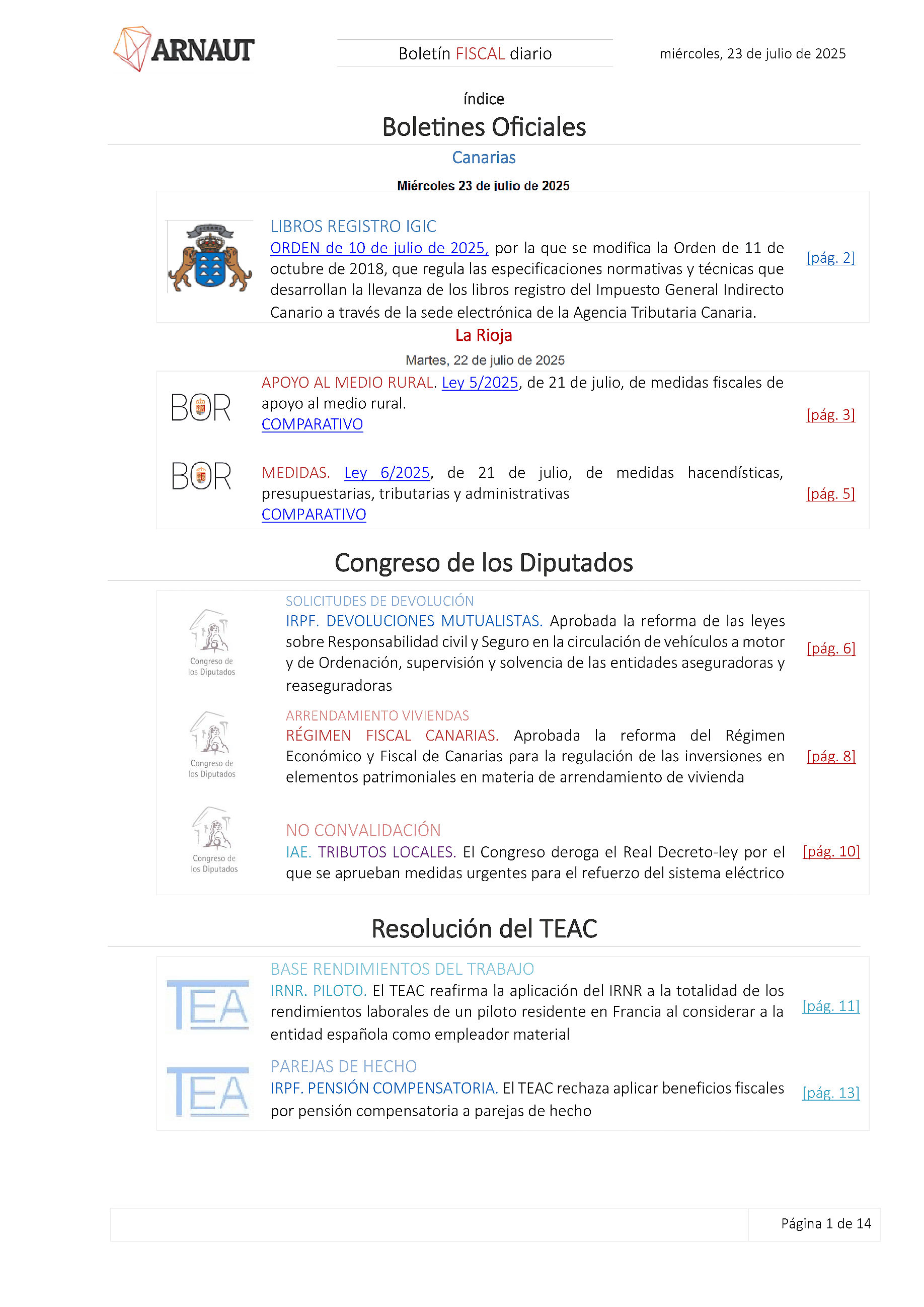 Boletín fiscal 23/07/2025