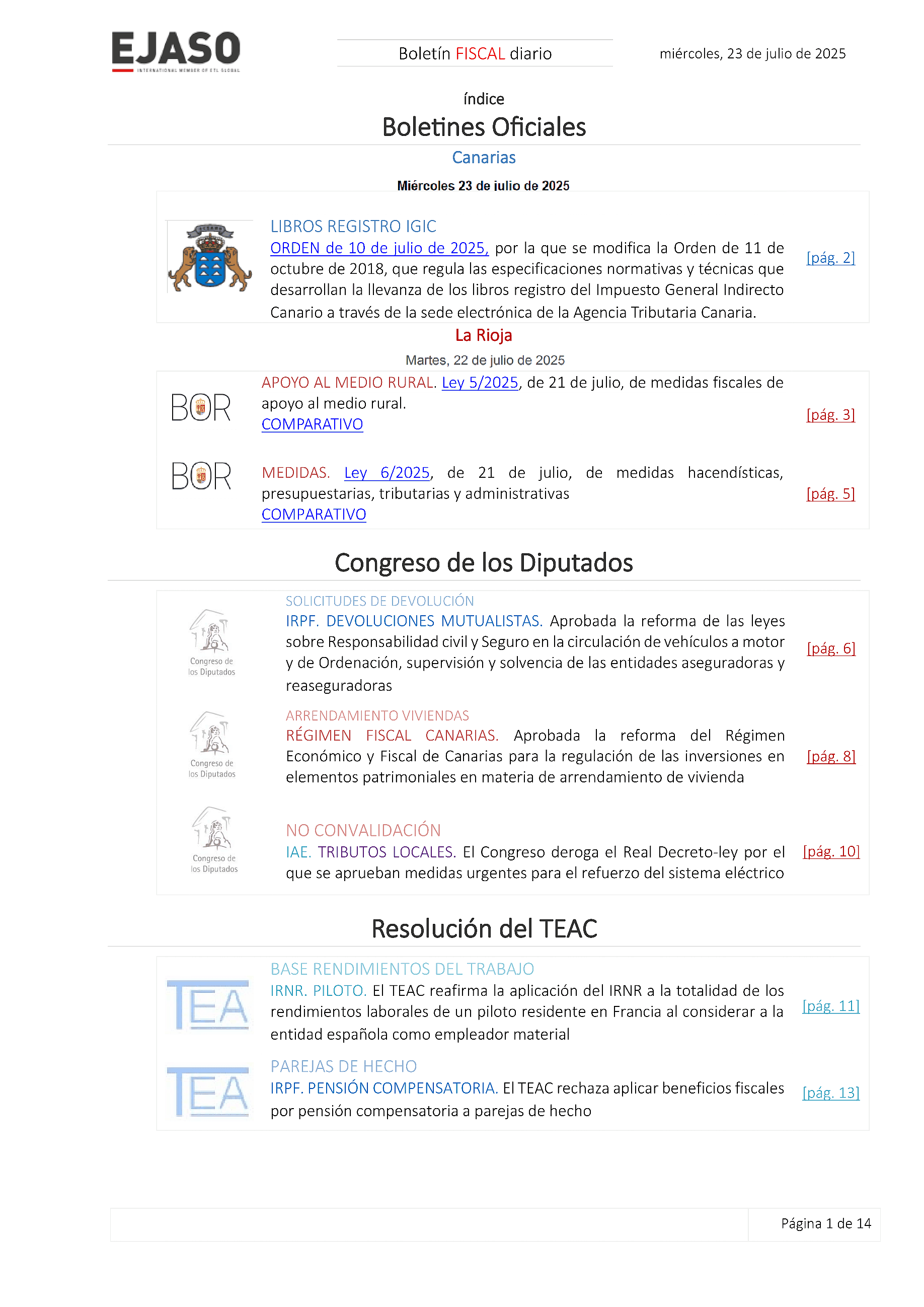 Boletín fiscal 23/07/2025