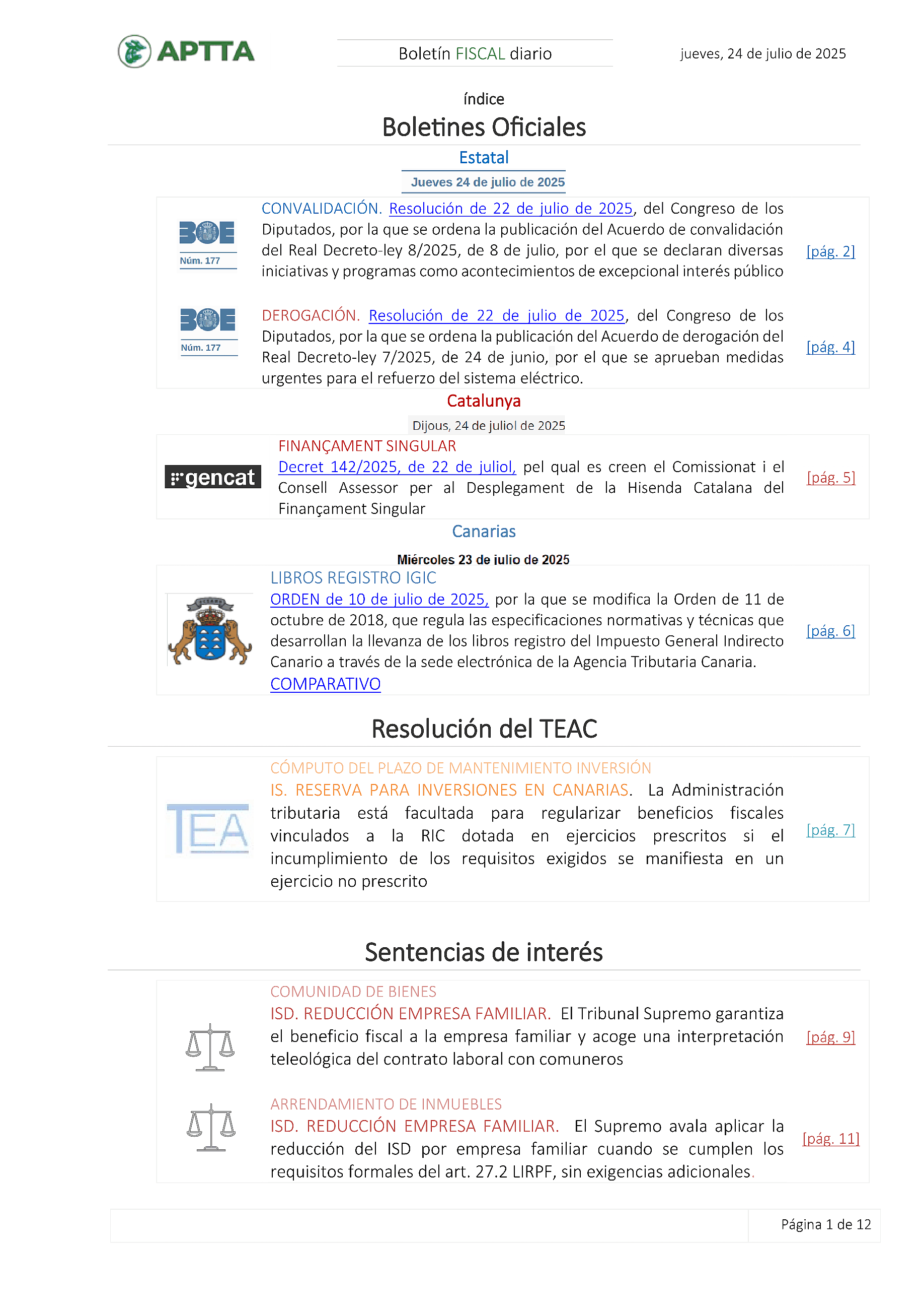 Boletín fiscal 24/07/2025