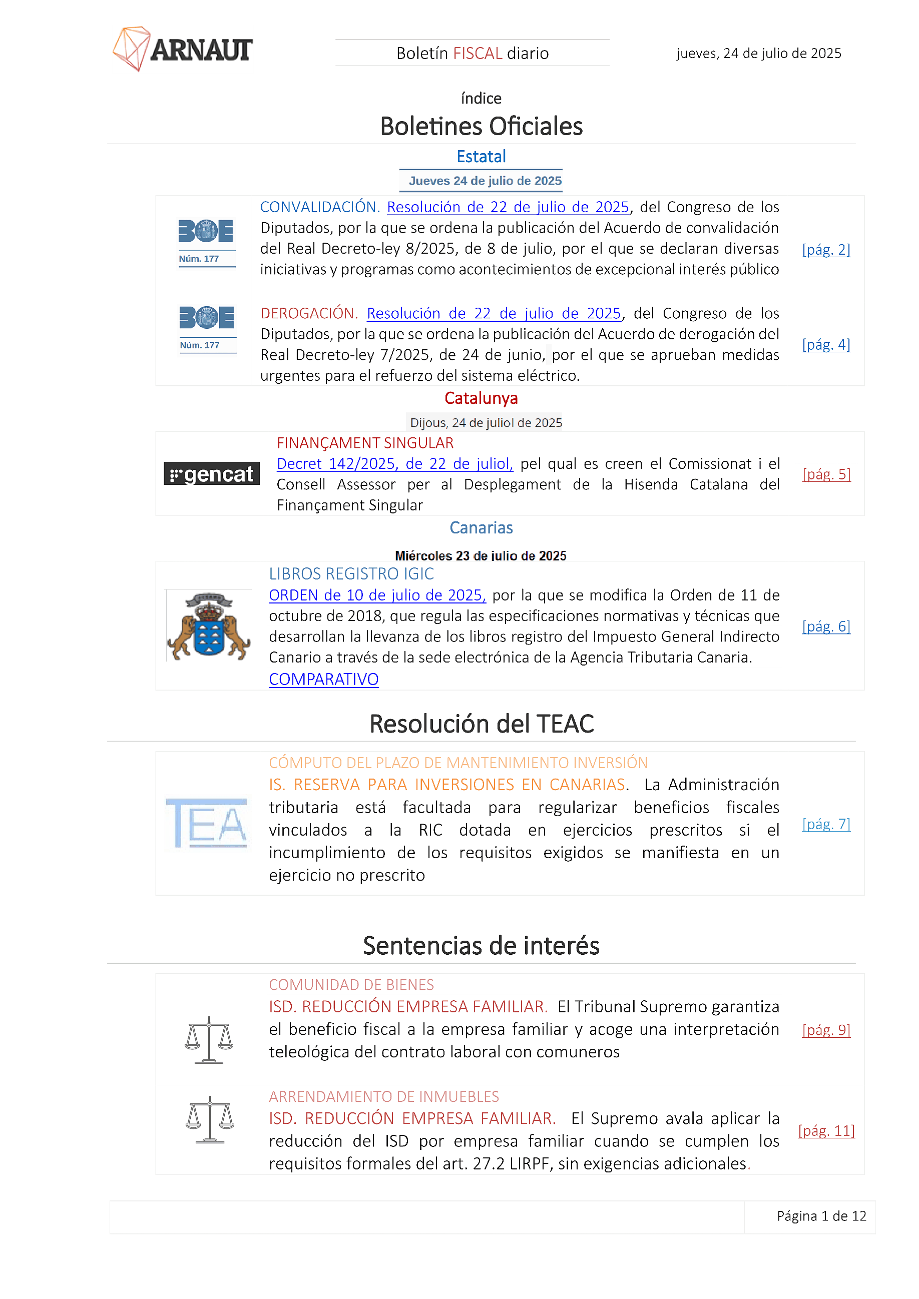Boletín fiscal 24/07/2025
