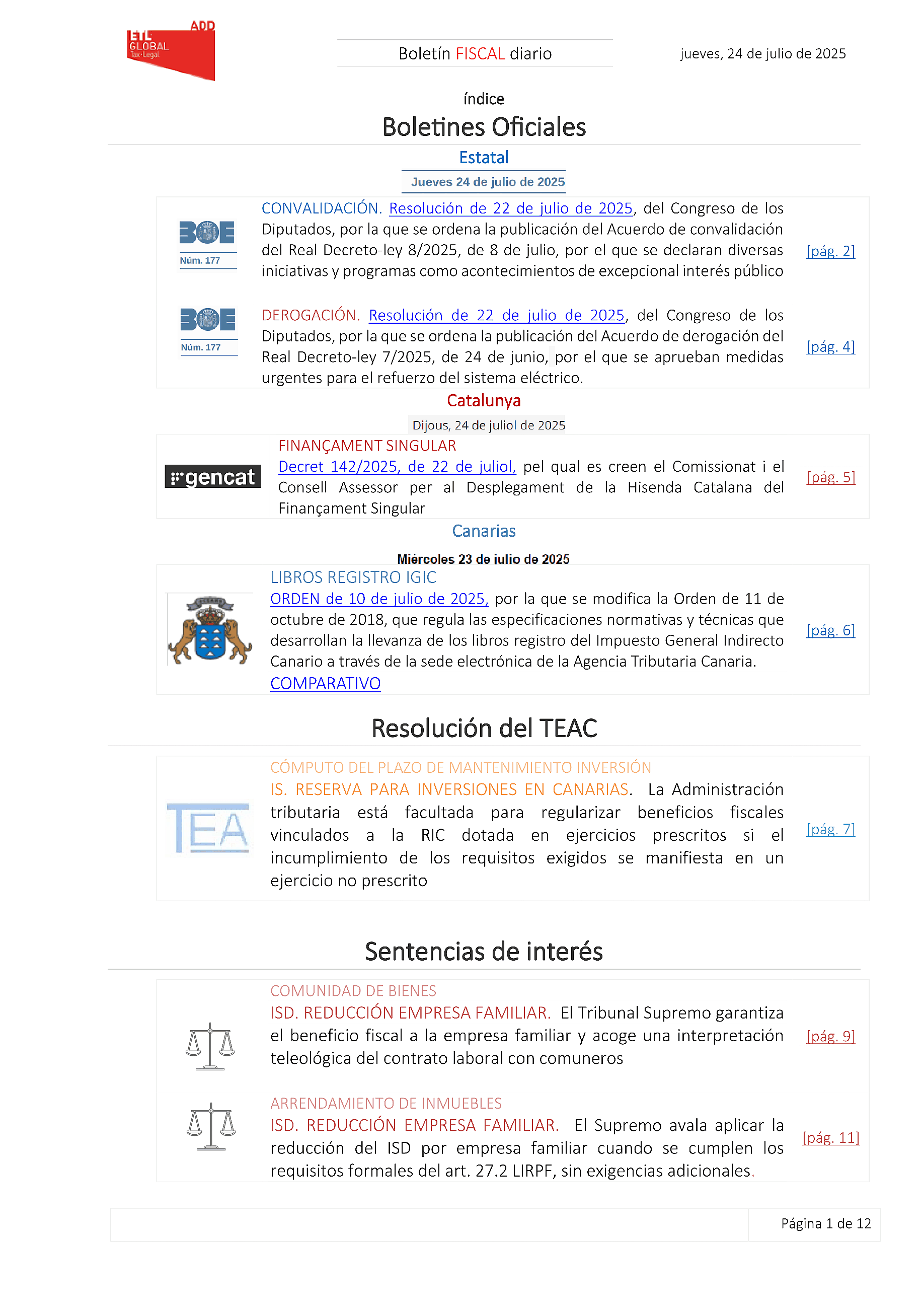 Boletín fiscal 24/07/2025