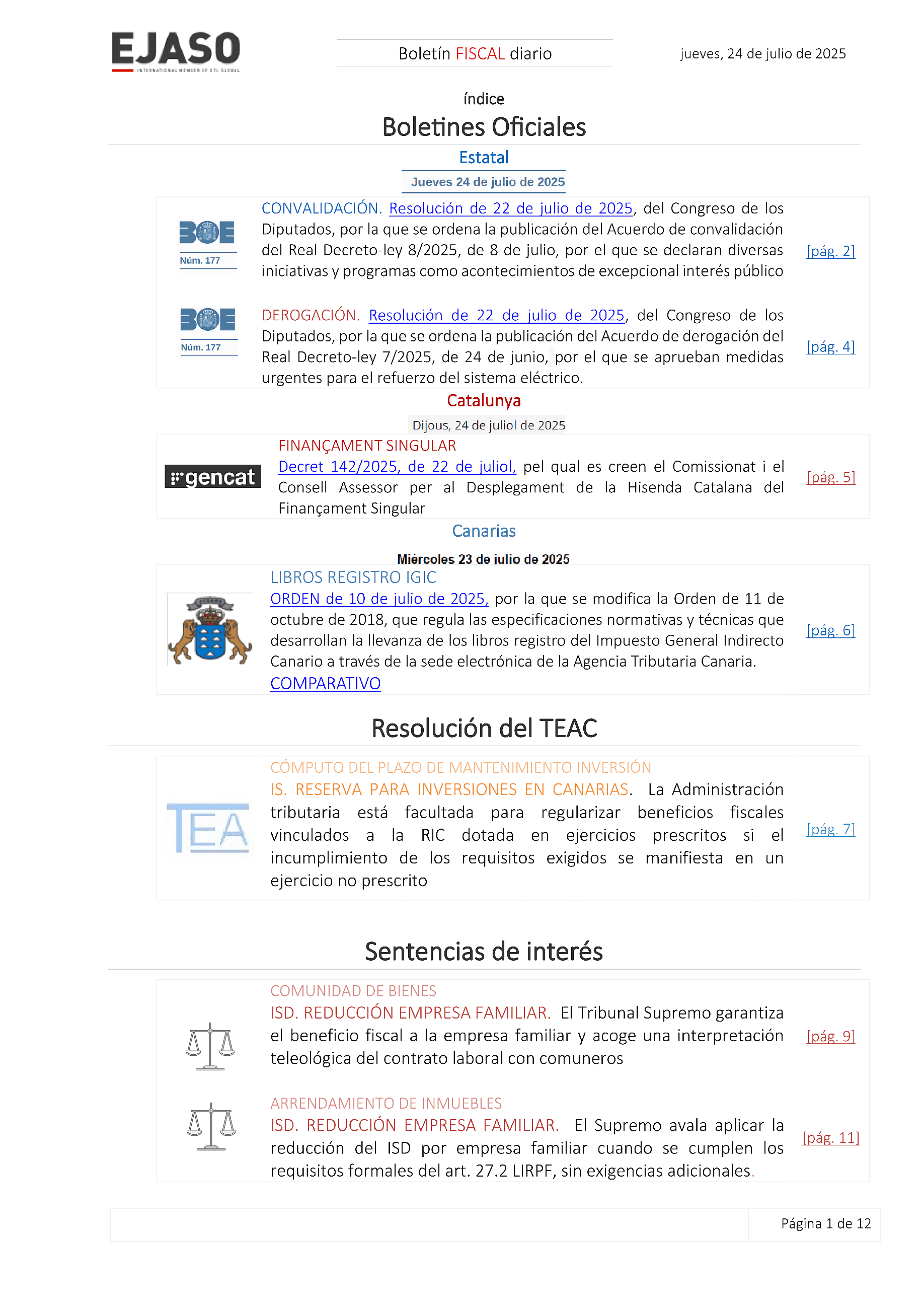 Boletín fiscal 24/07/2025