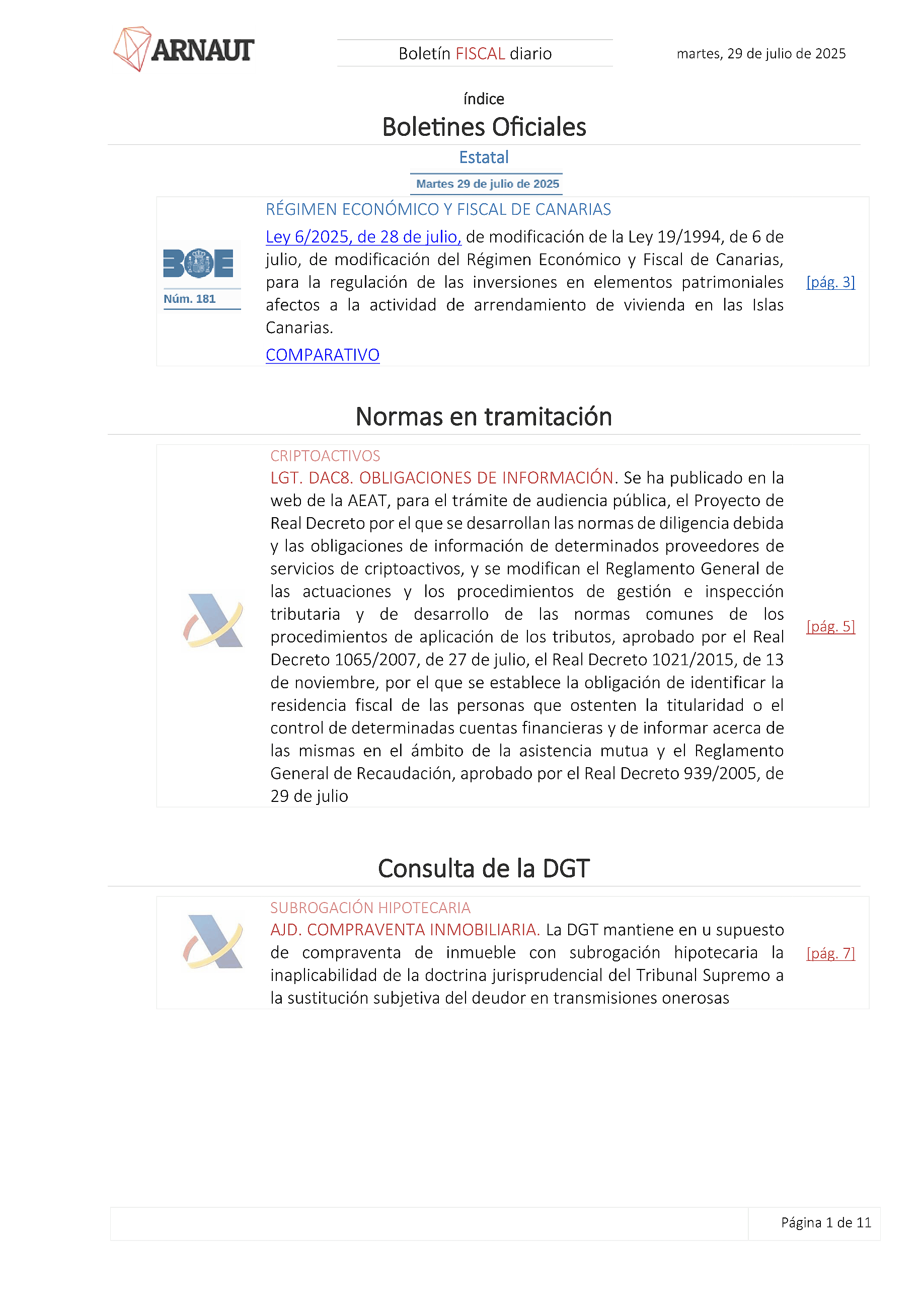 Boletín fiscal 29/07/2025