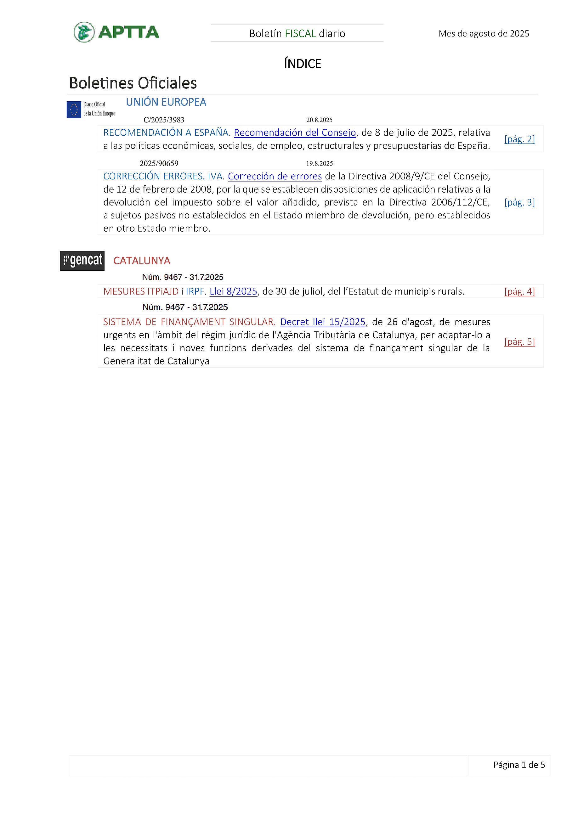 Boletín fiscal 31/08/2025