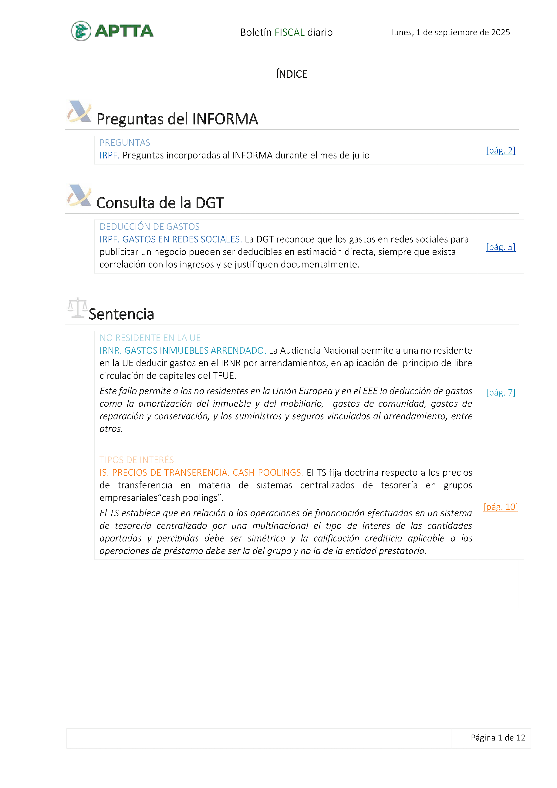 Boletín fiscal 01/09/2025