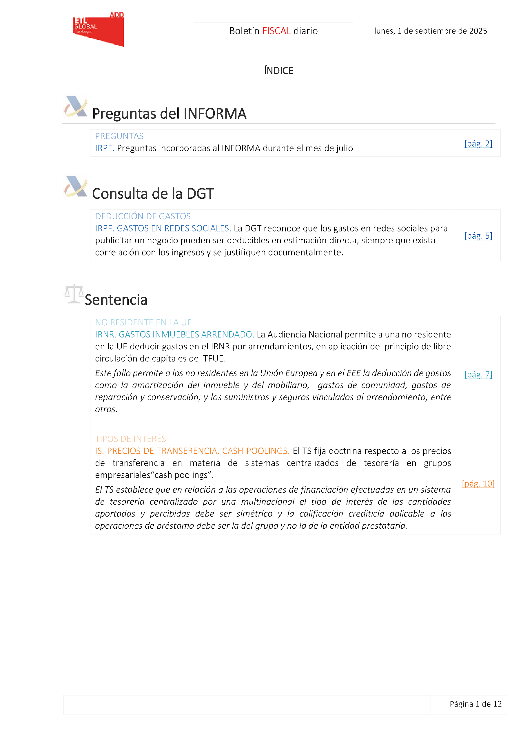 Boletín fiscal 01/09/2025