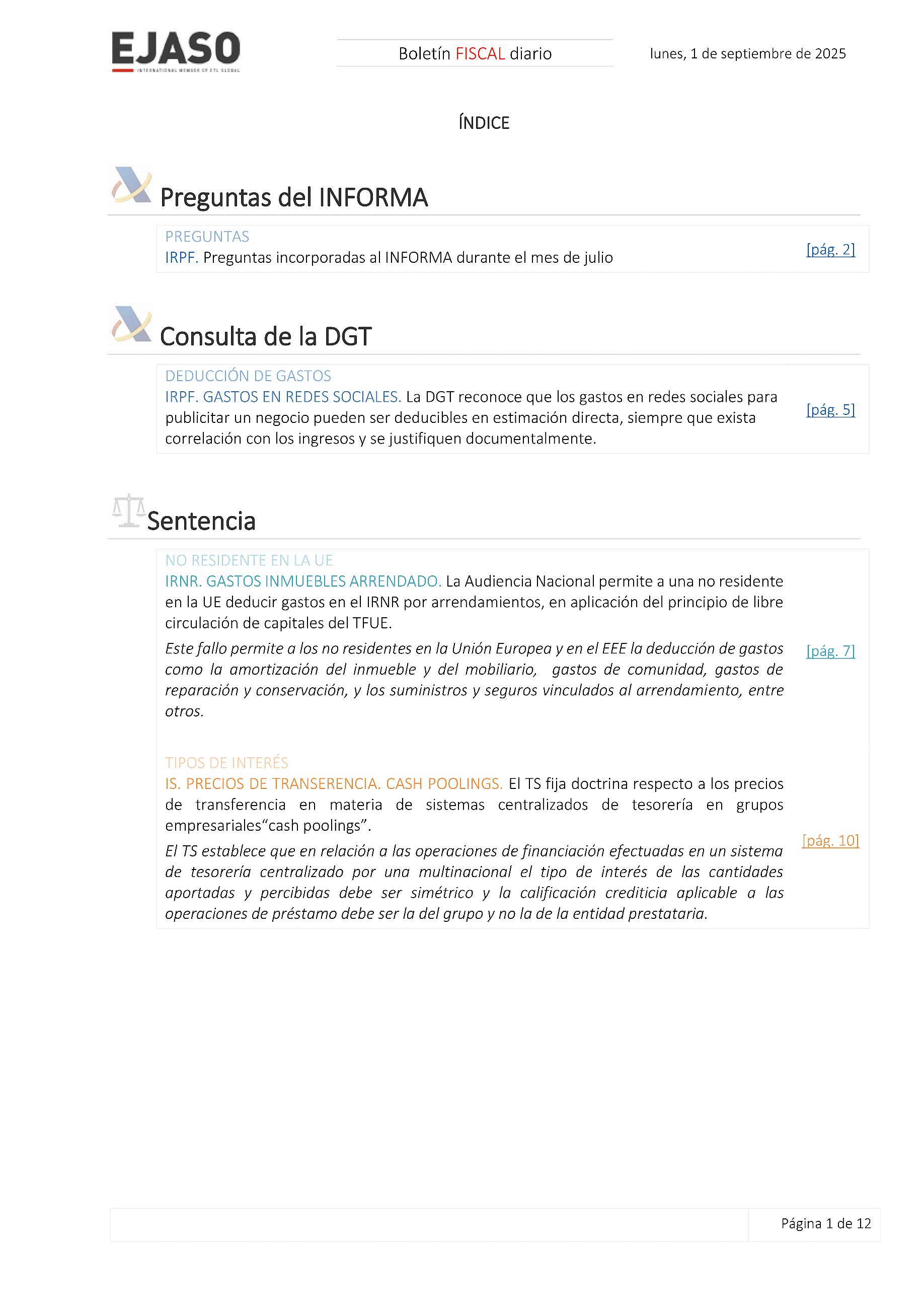 Boletín fiscal 01/09/2025