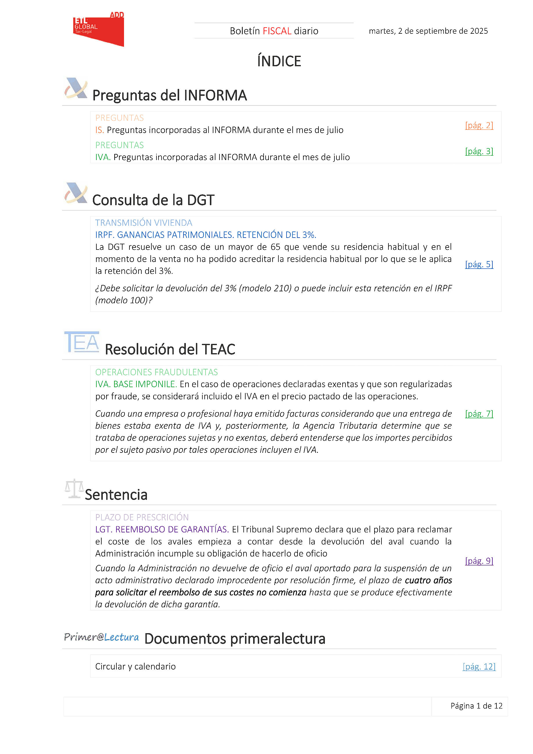 Boletín fiscal 02/09/2025