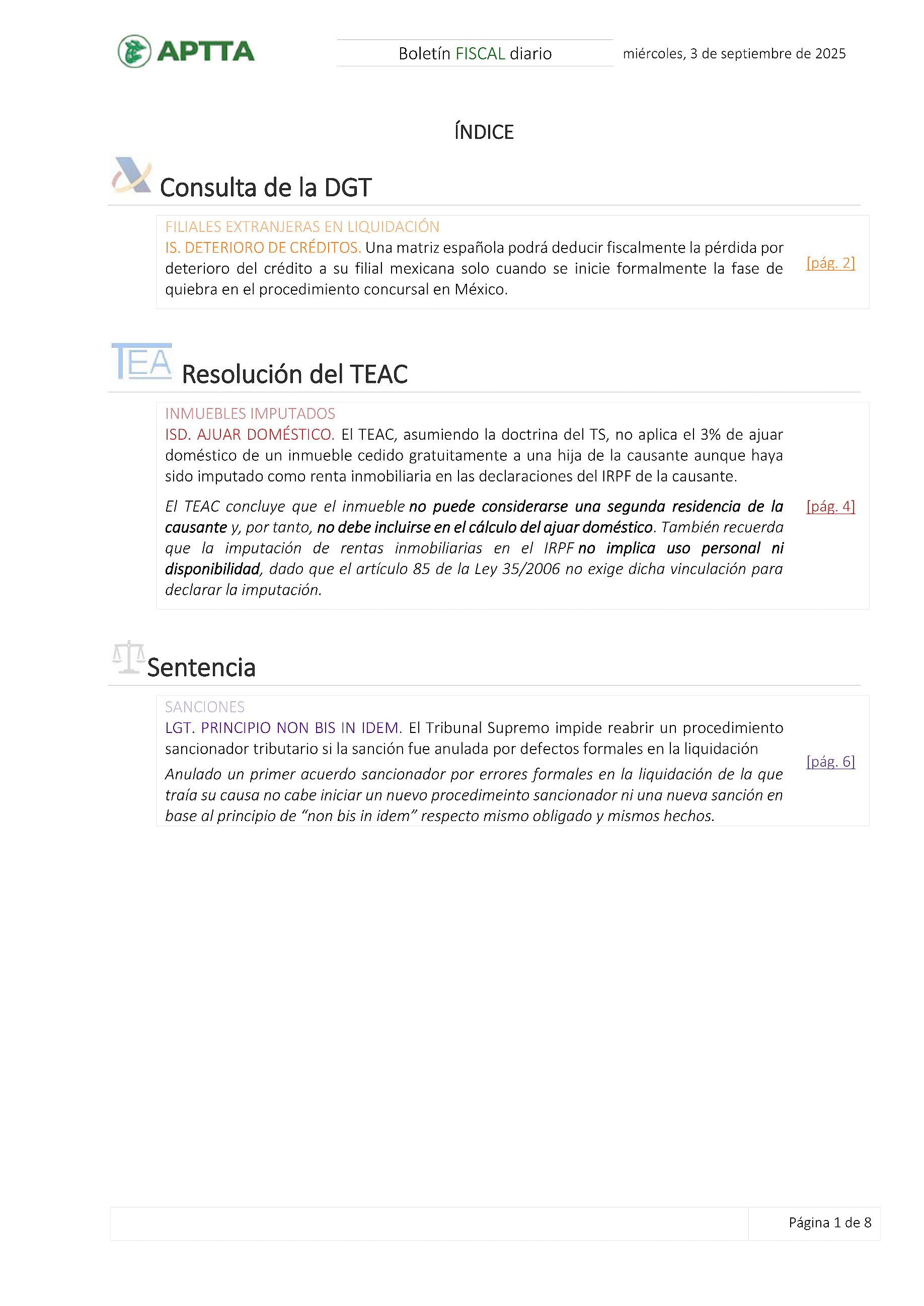 Boletín fiscal 03/09/2025
