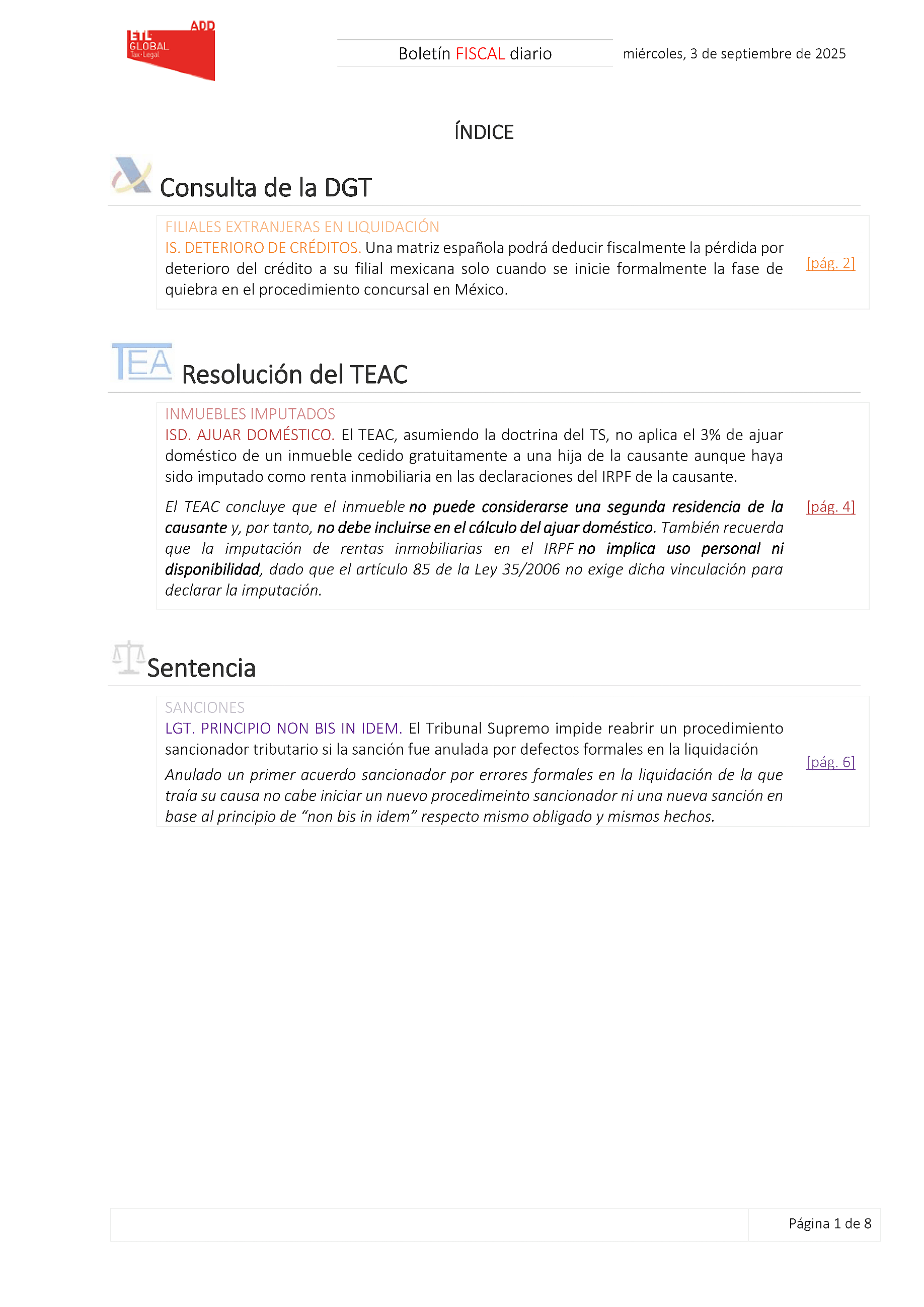Boletín fiscal 03/09/2025