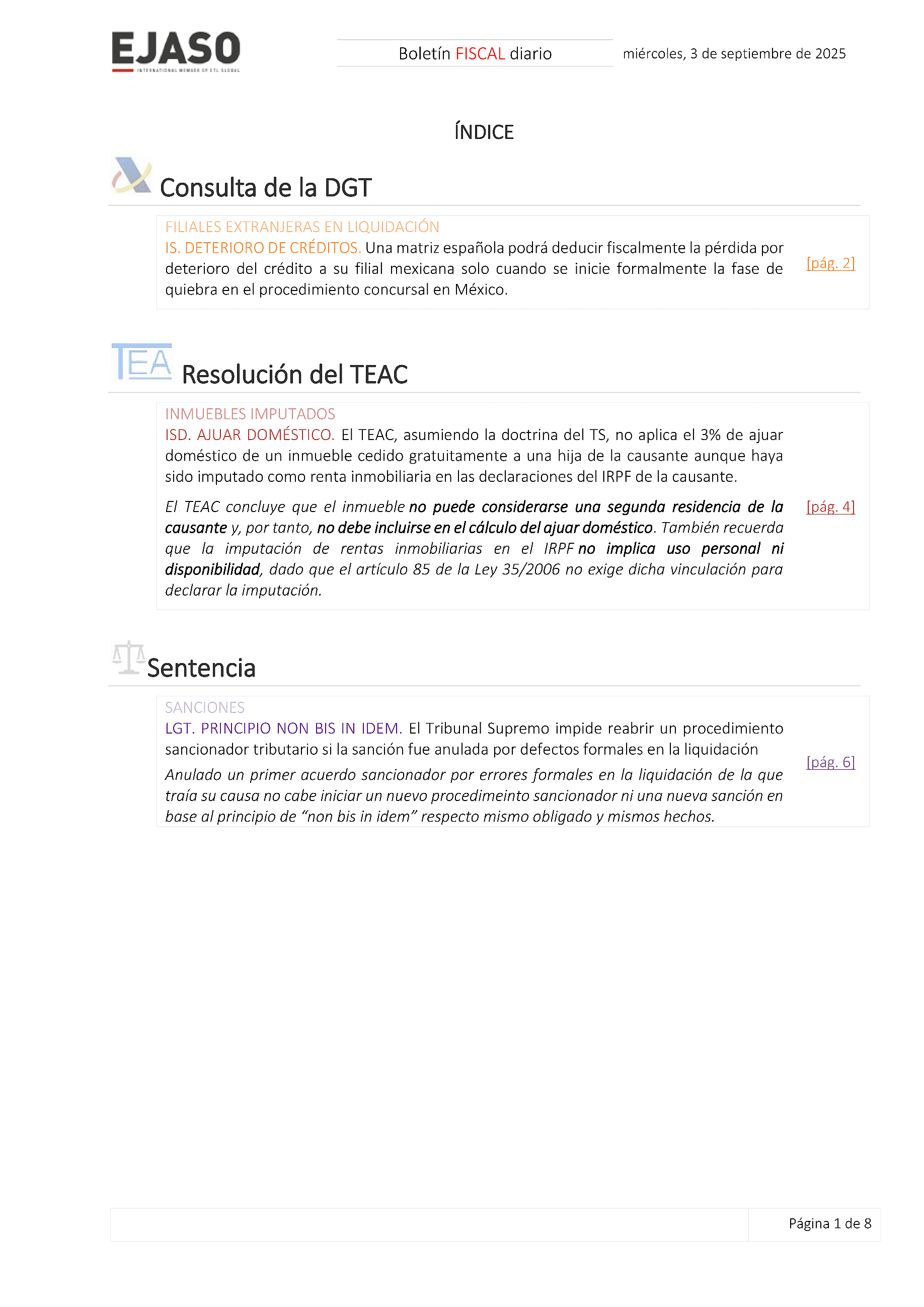 Boletín fiscal 03/09/2025