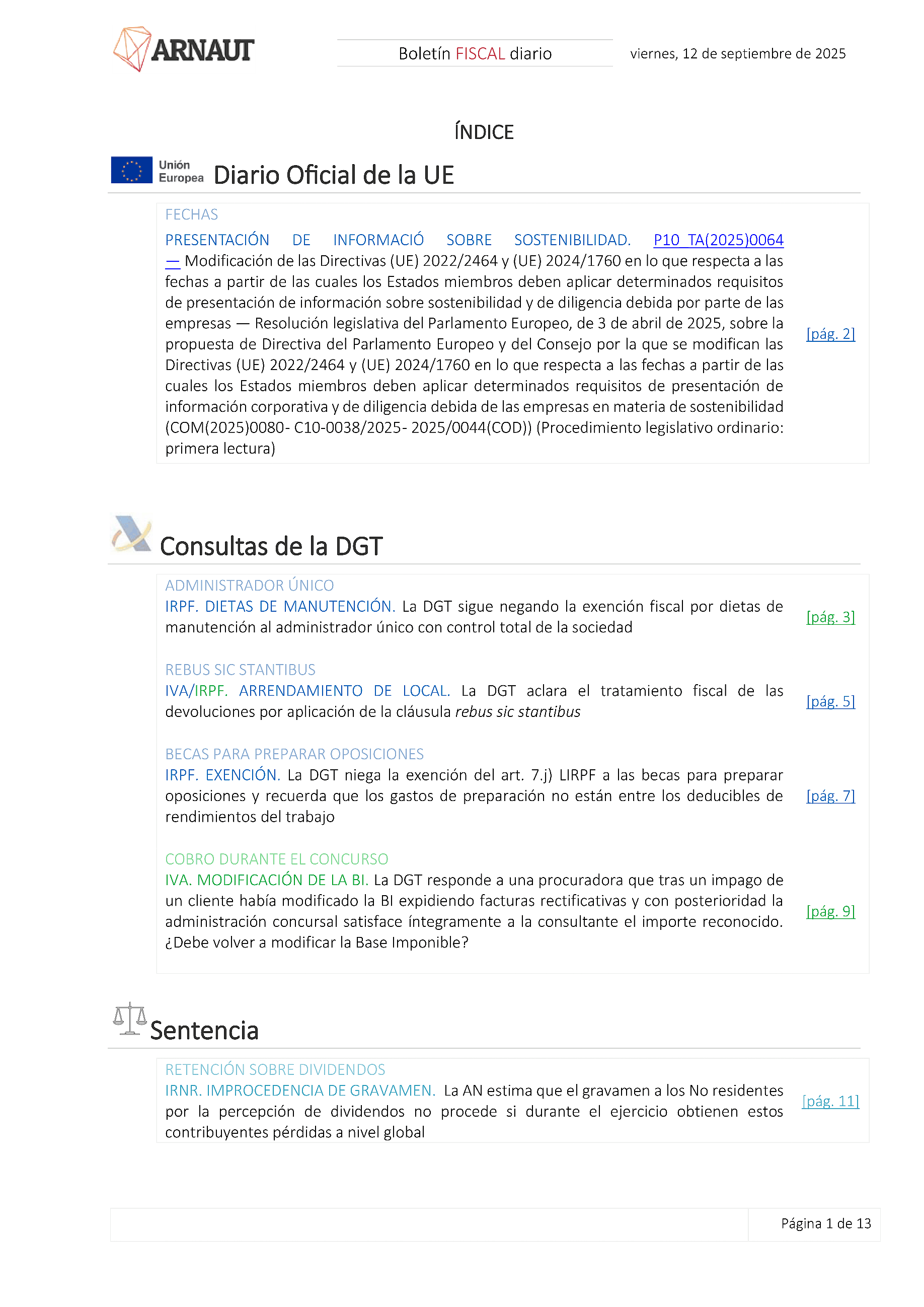 Boletín fiscal 12/09/2025