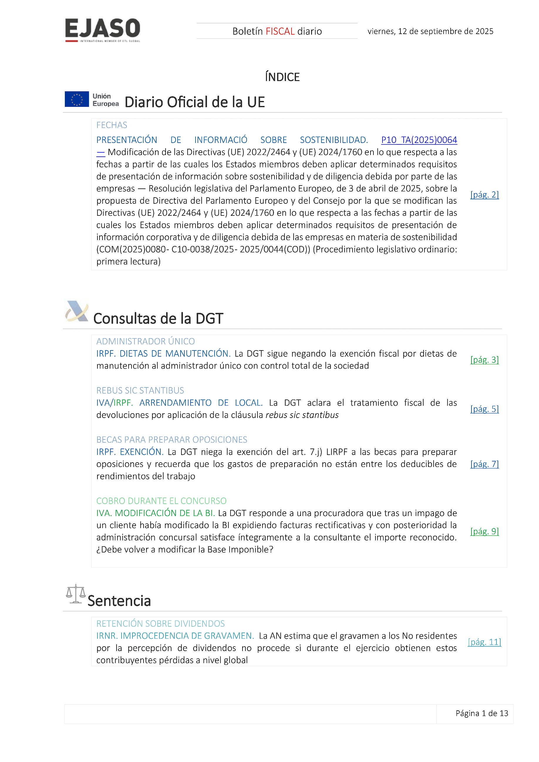 Boletín fiscal 12/09/2025