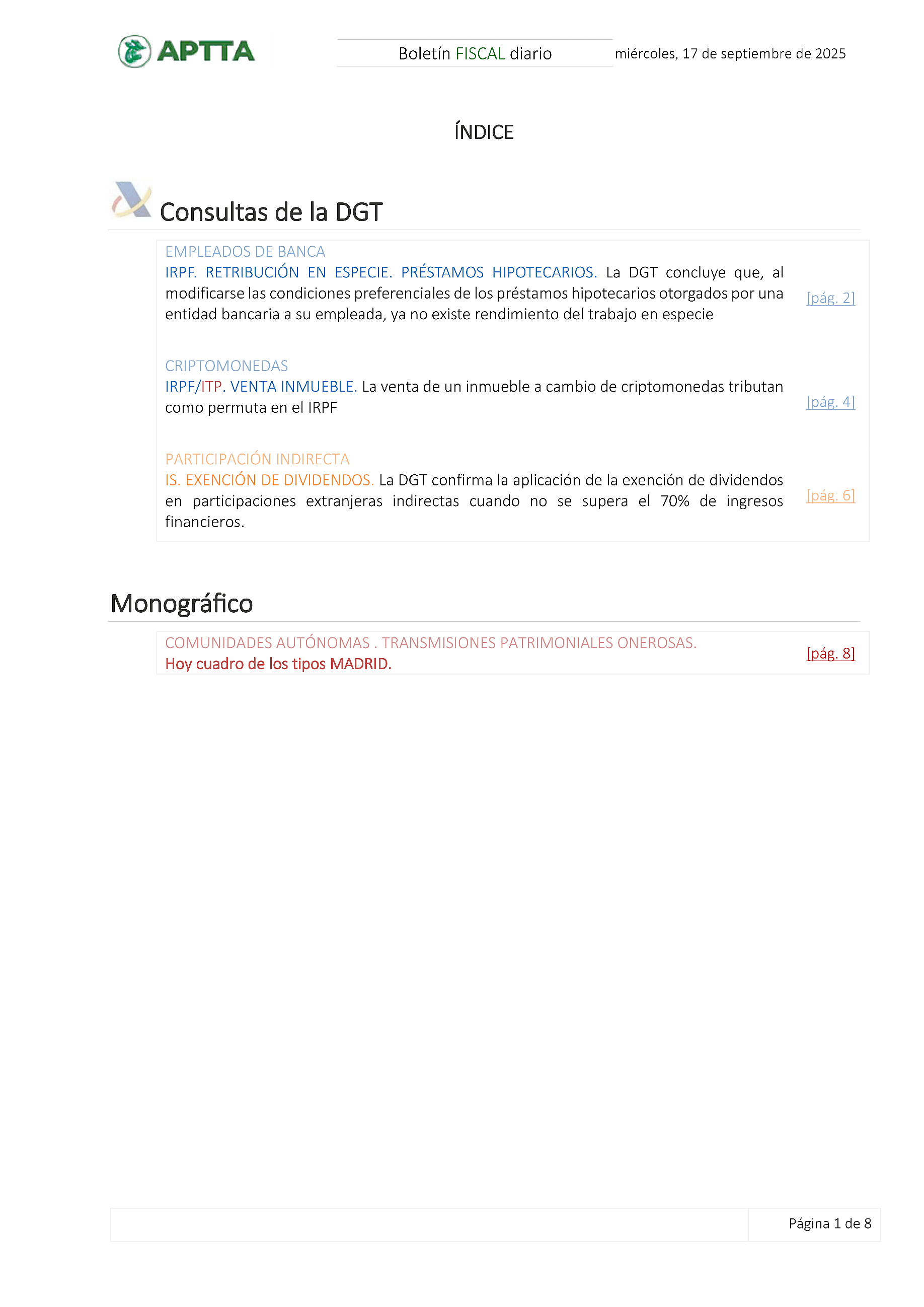 Boletín fiscal 17/09/2025