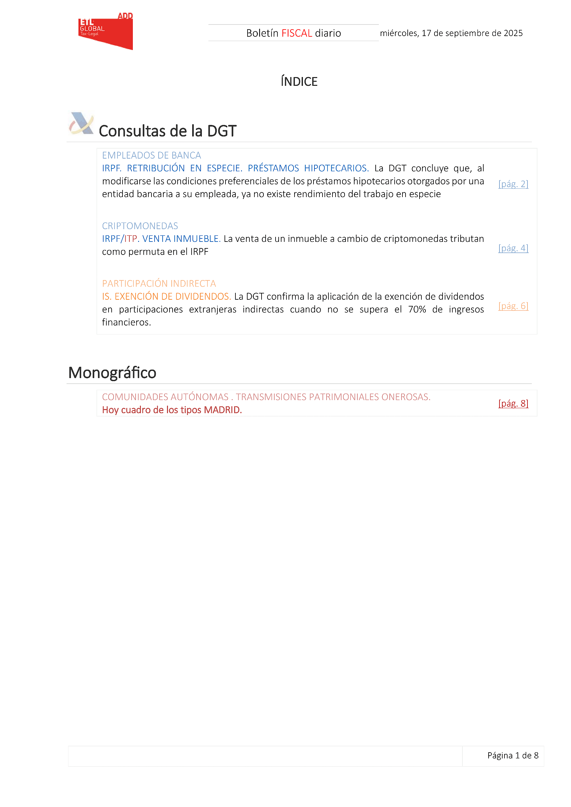 Boletín fiscal 17/09/2025