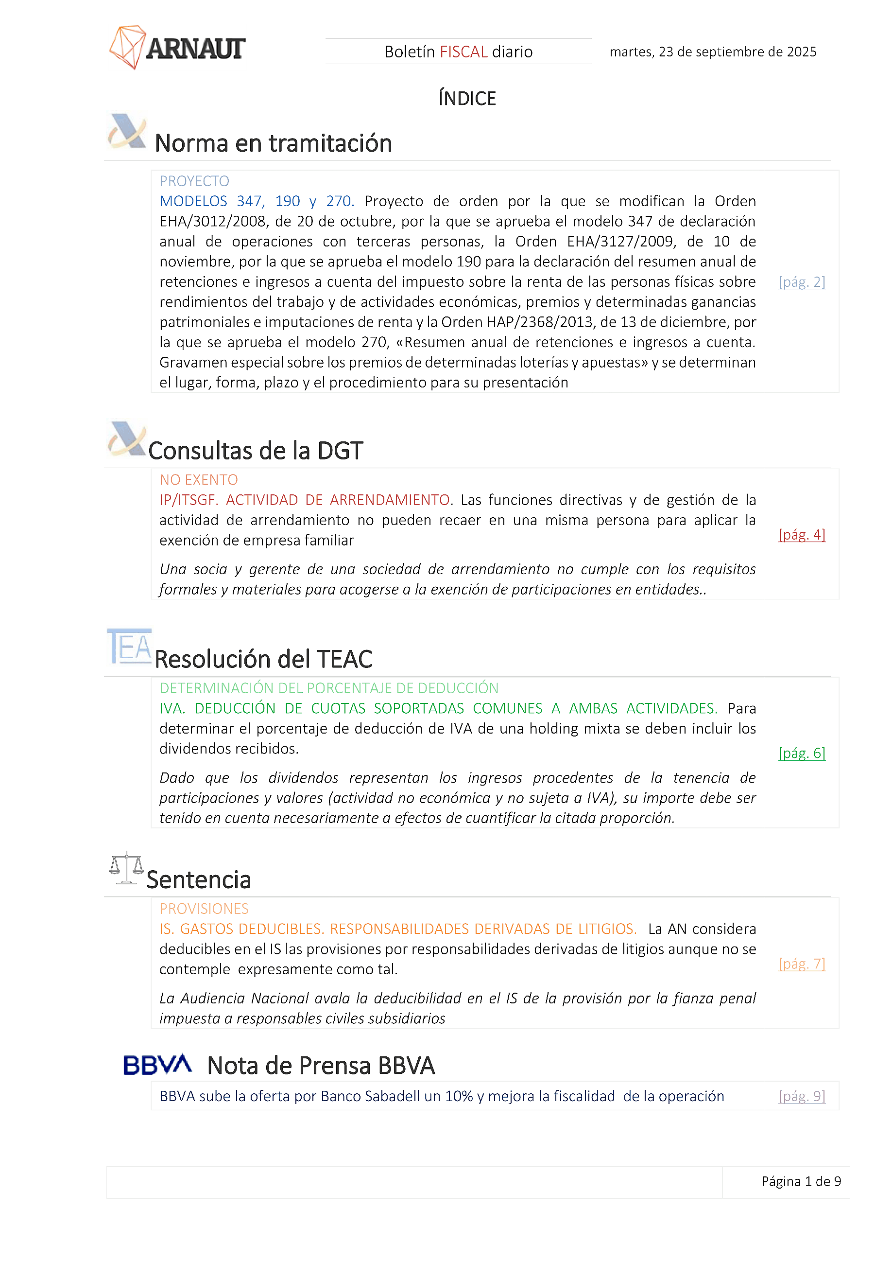 Boletín fiscal 23/09/2025