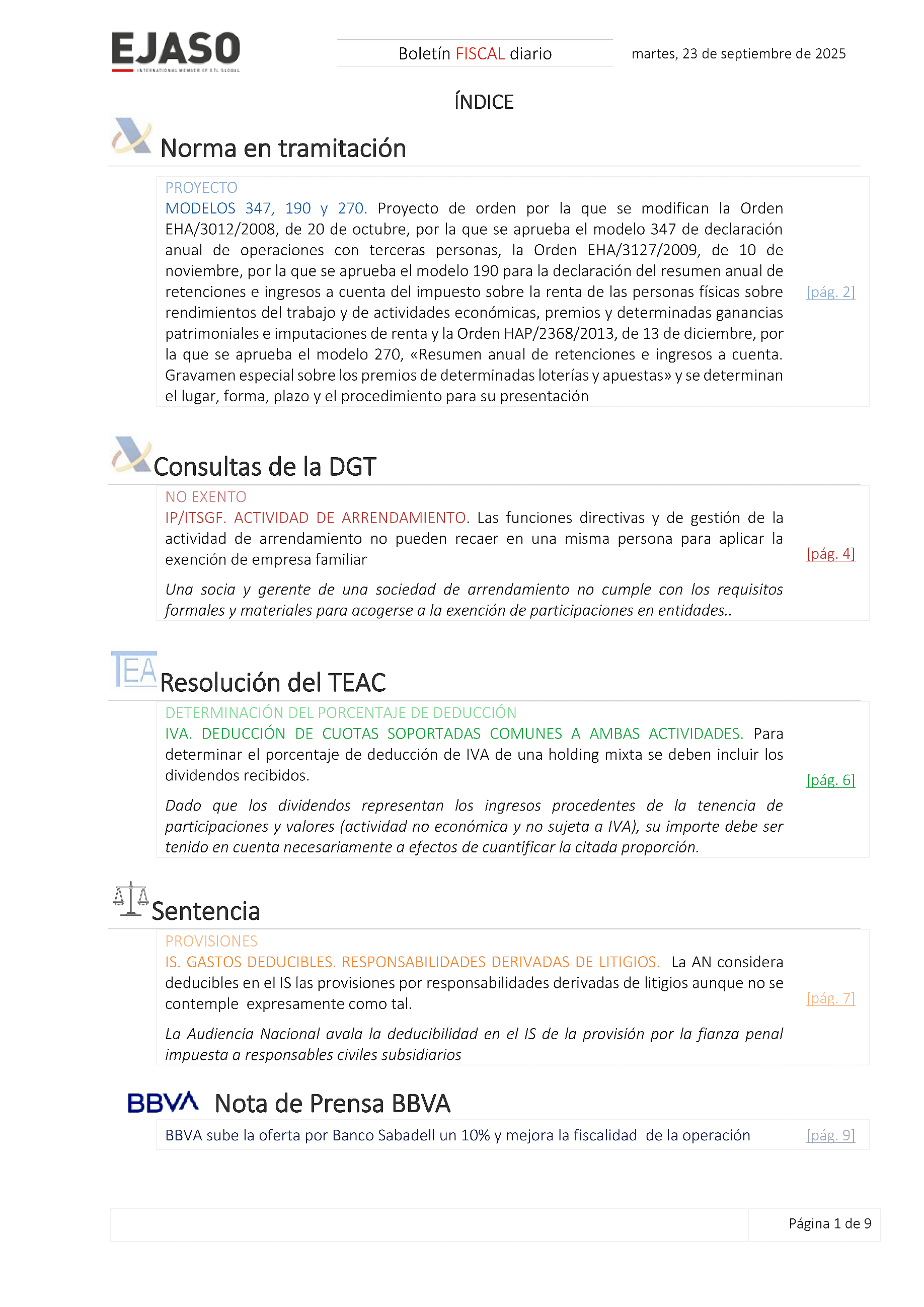 Boletín fiscal 23/09/2025