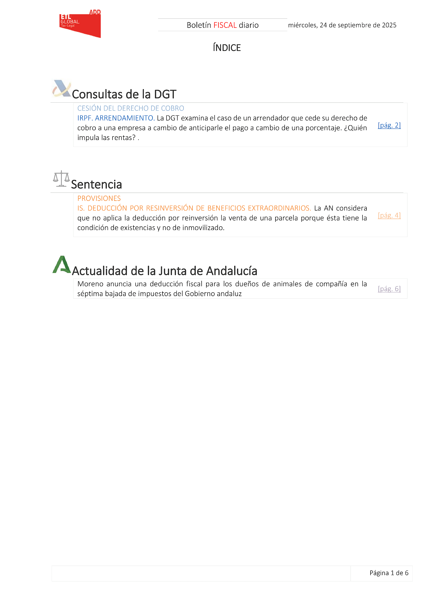 Boletín fiscal 24/09/2025