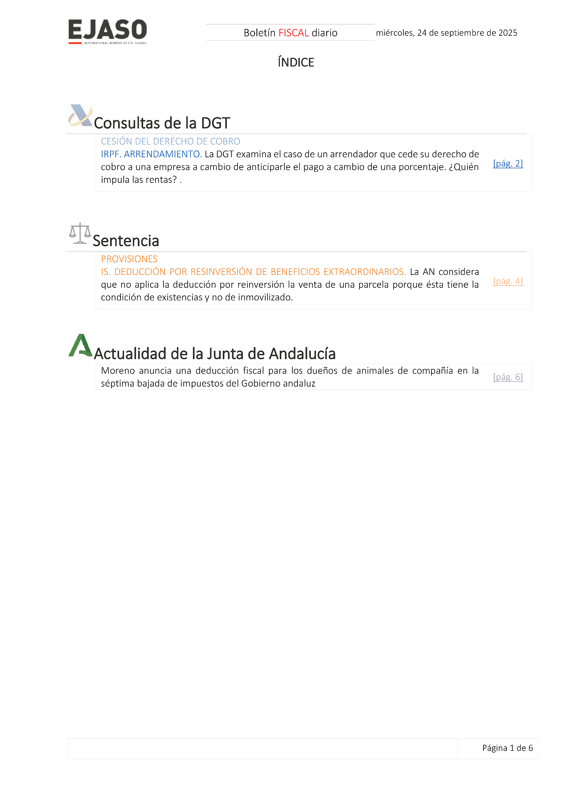 Boletín fiscal 24/09/2025