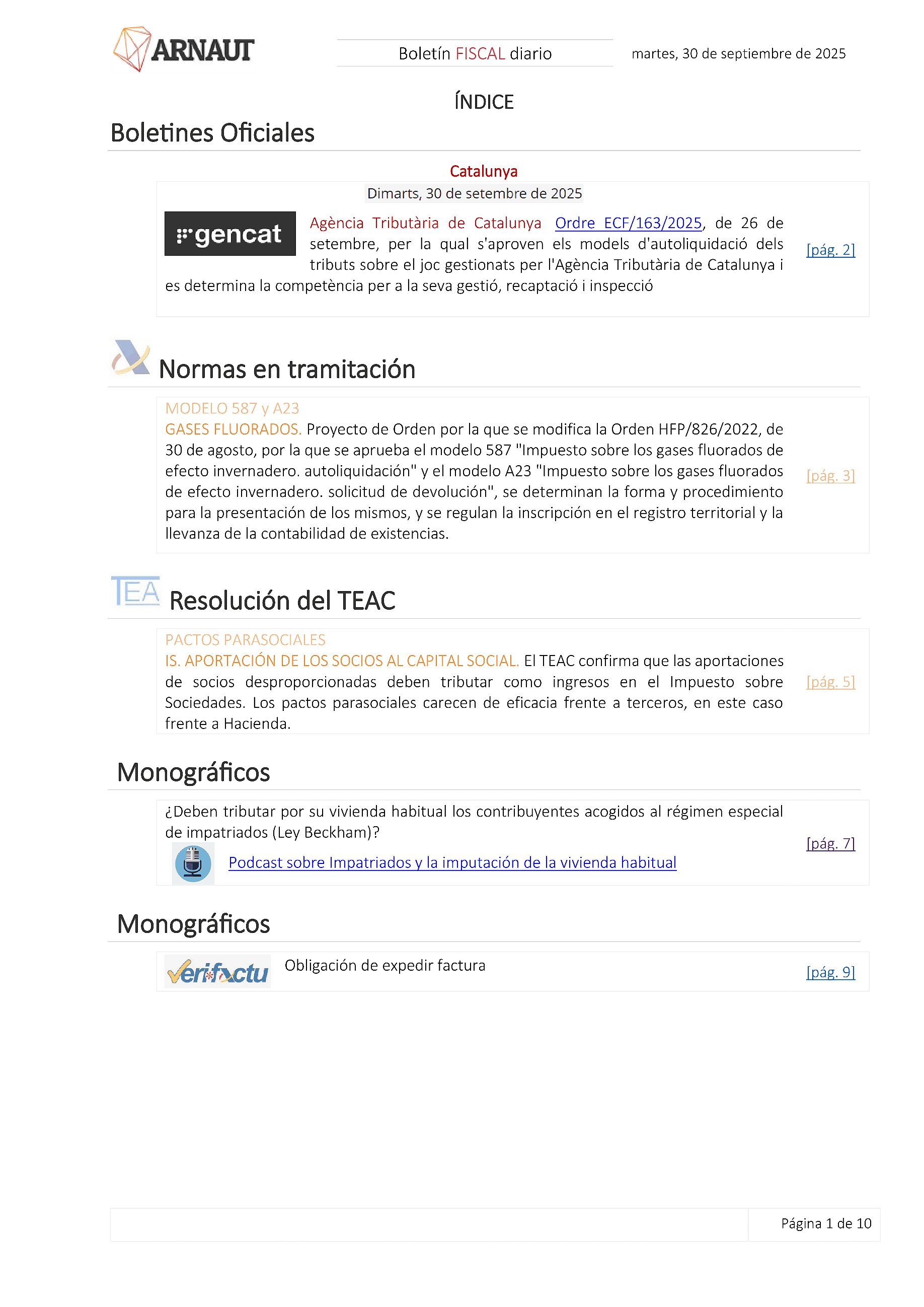 Boletín fiscal 30/09/2025