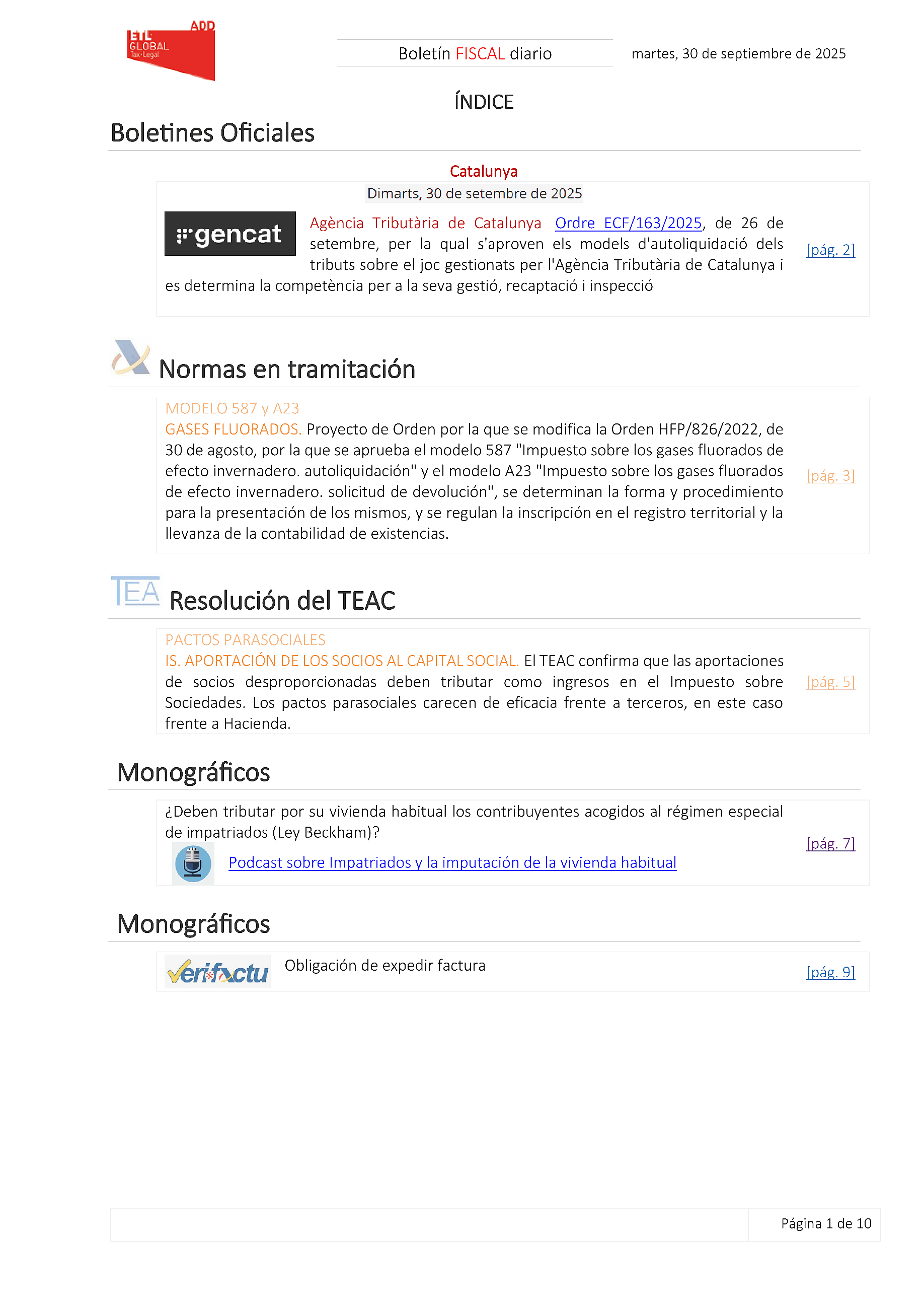 Boletín fiscal 30/09/2025