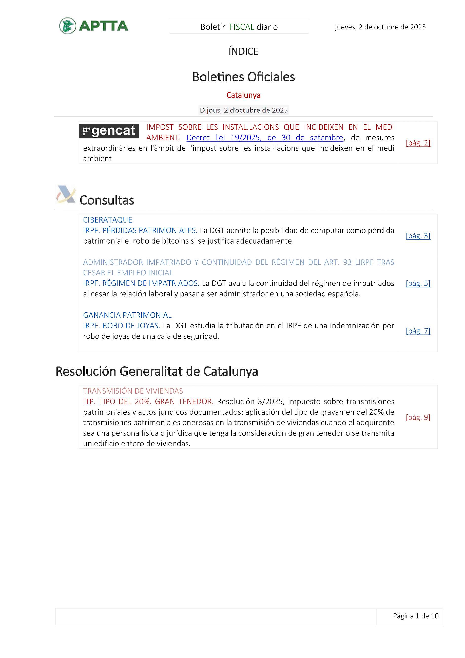 Boletín fiscal 02/10/2025