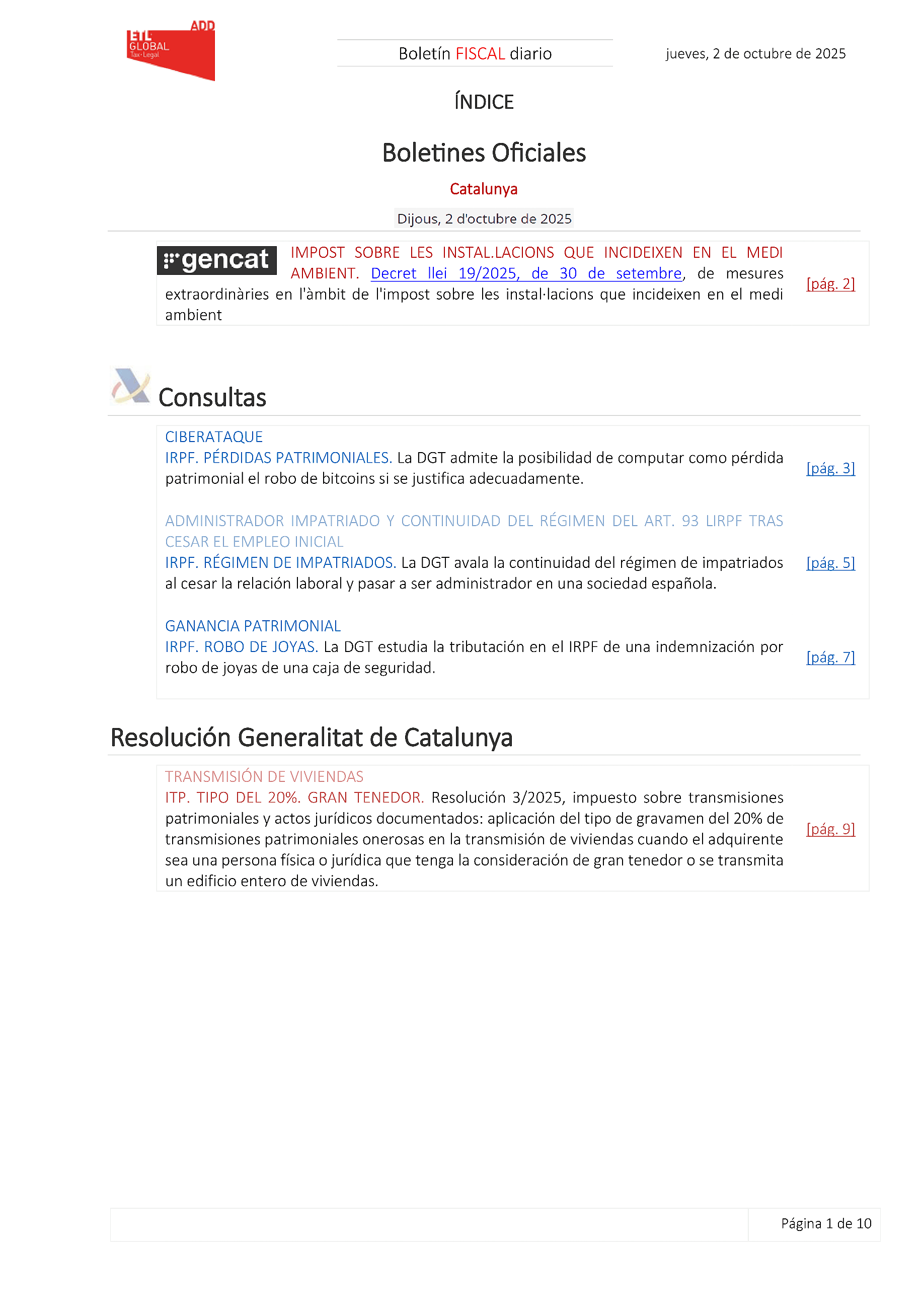 Boletín fiscal 02/10/2025