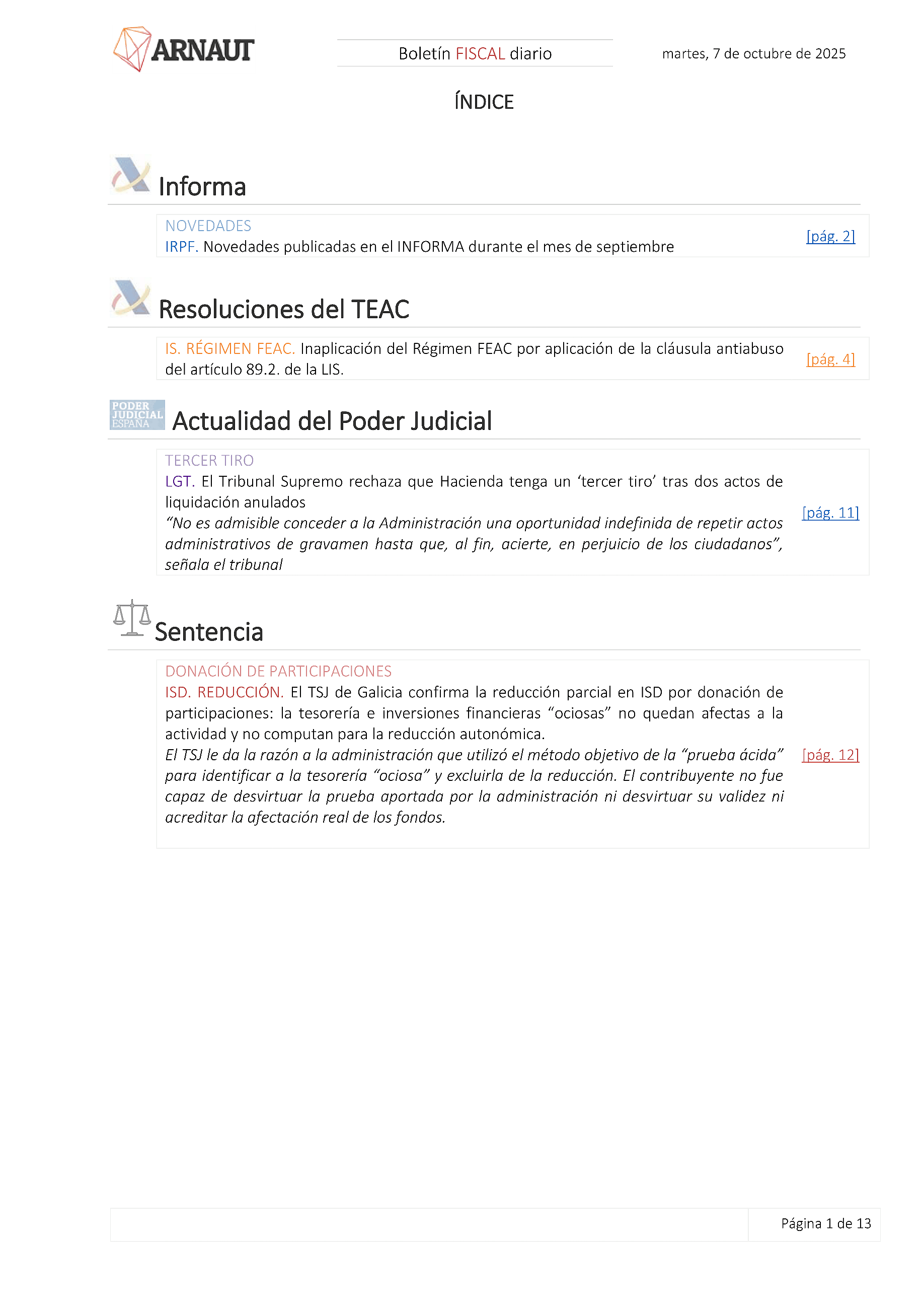 Boletín fiscal 07/10/2025