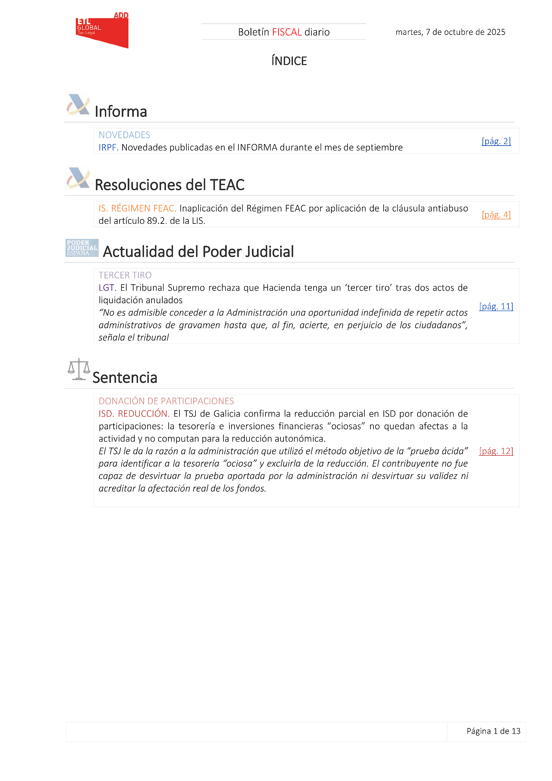 Boletín fiscal 07/10/2025