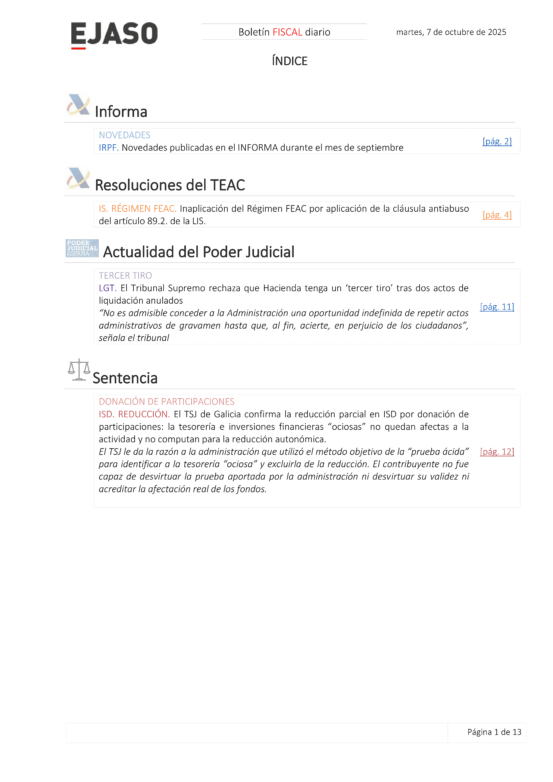 Boletín fiscal 07/10/2025