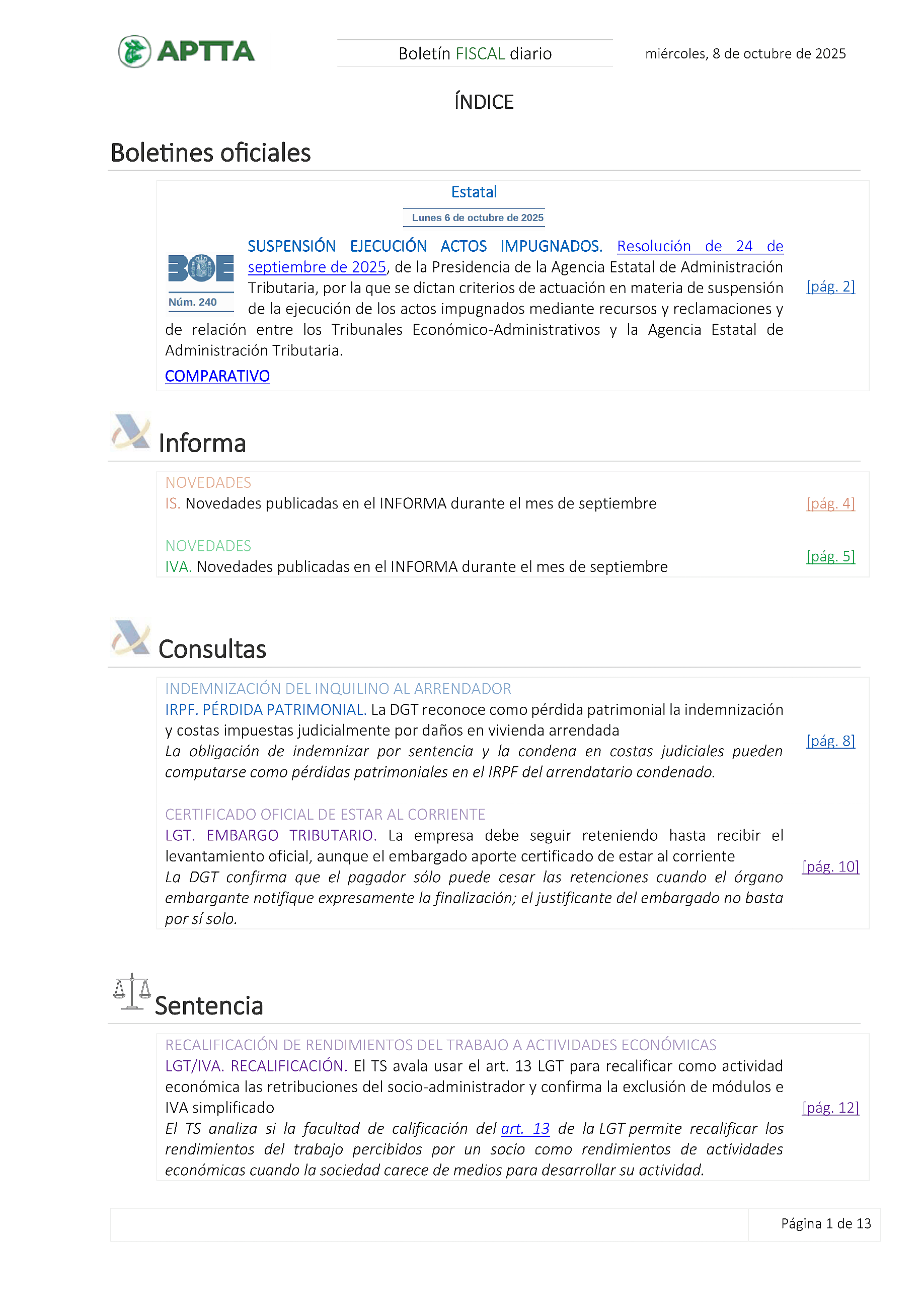 Boletín fiscal 08/10/2025