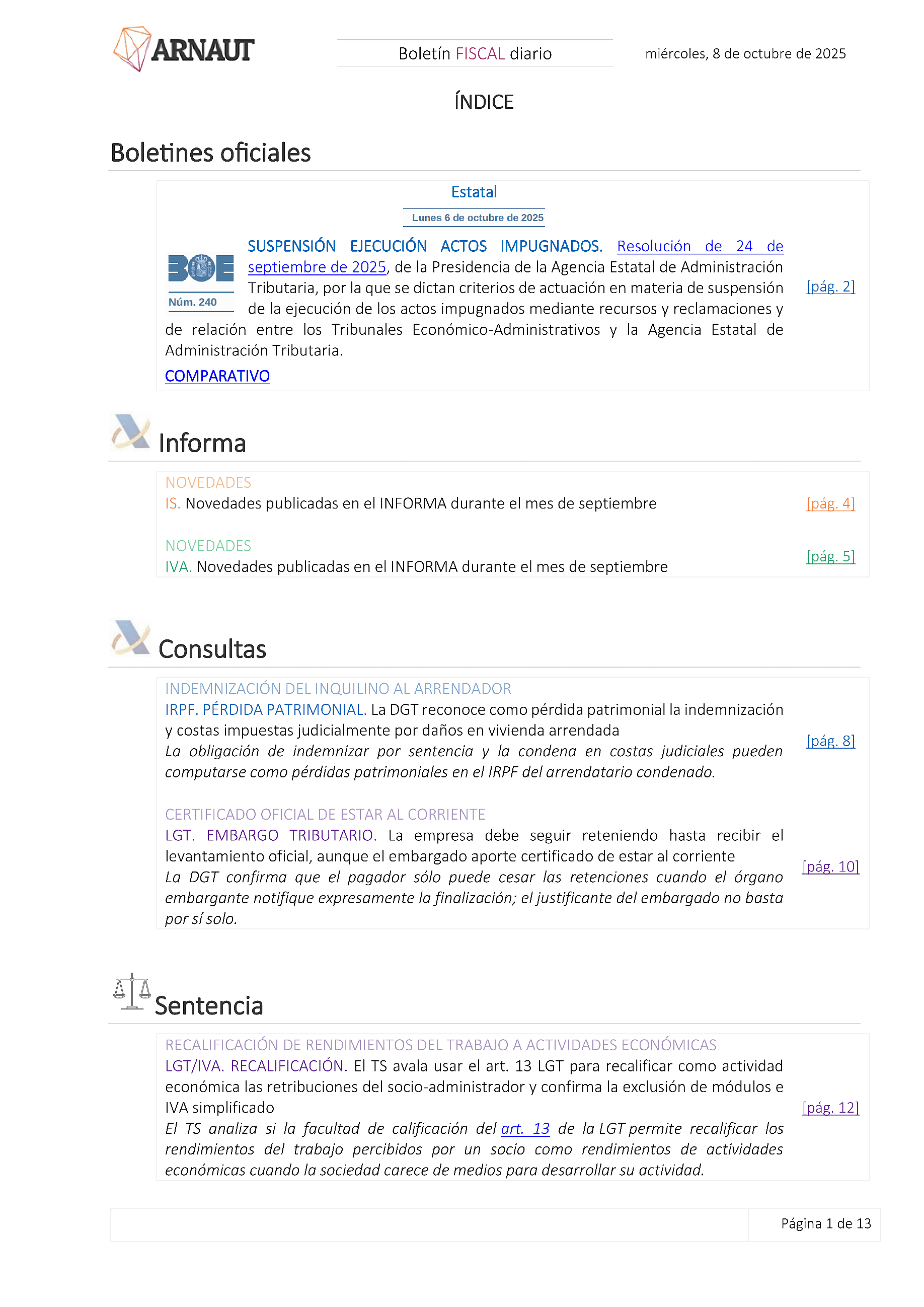 Boletín fiscal 08/10/2025