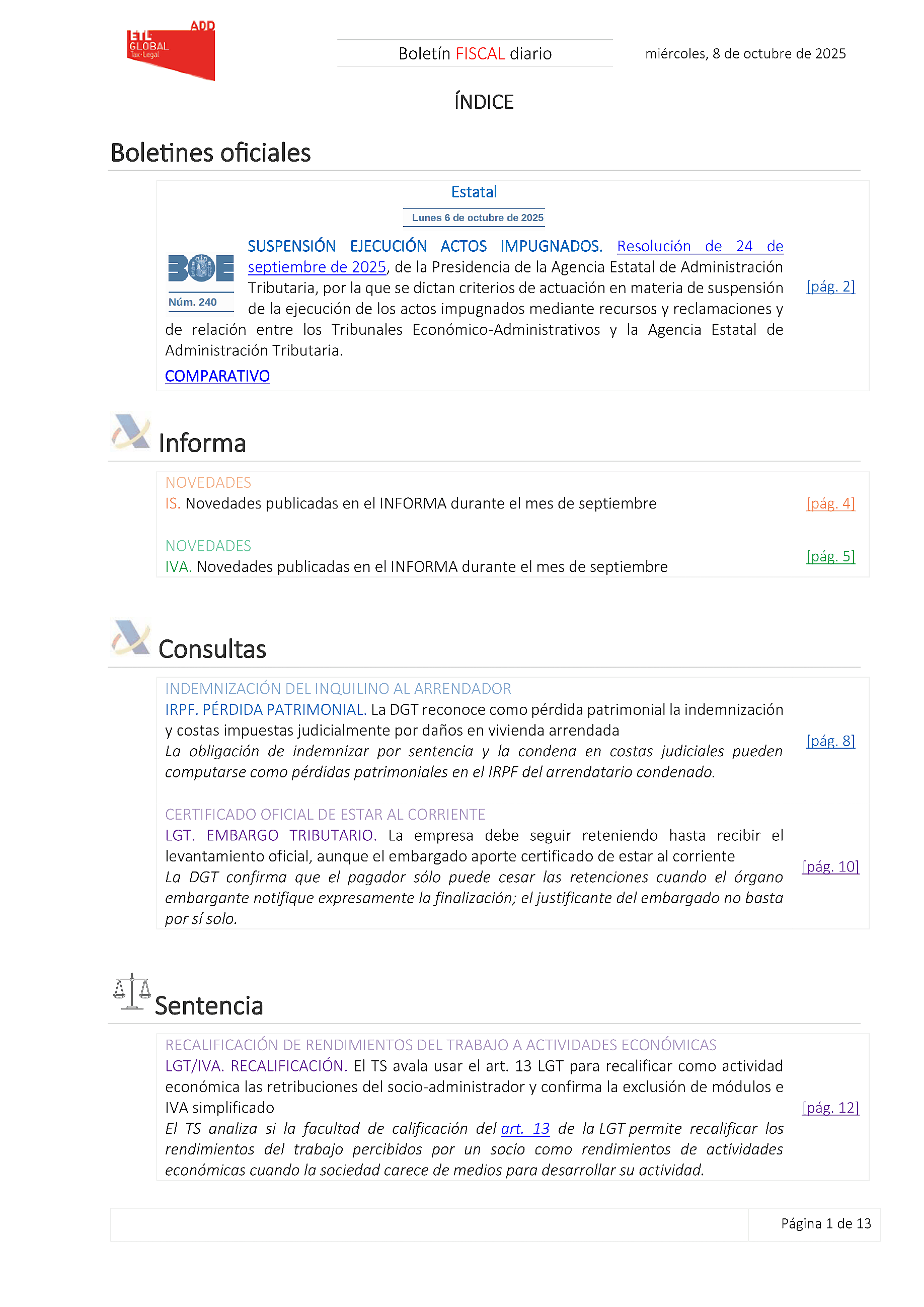Boletín fiscal 08/10/2025