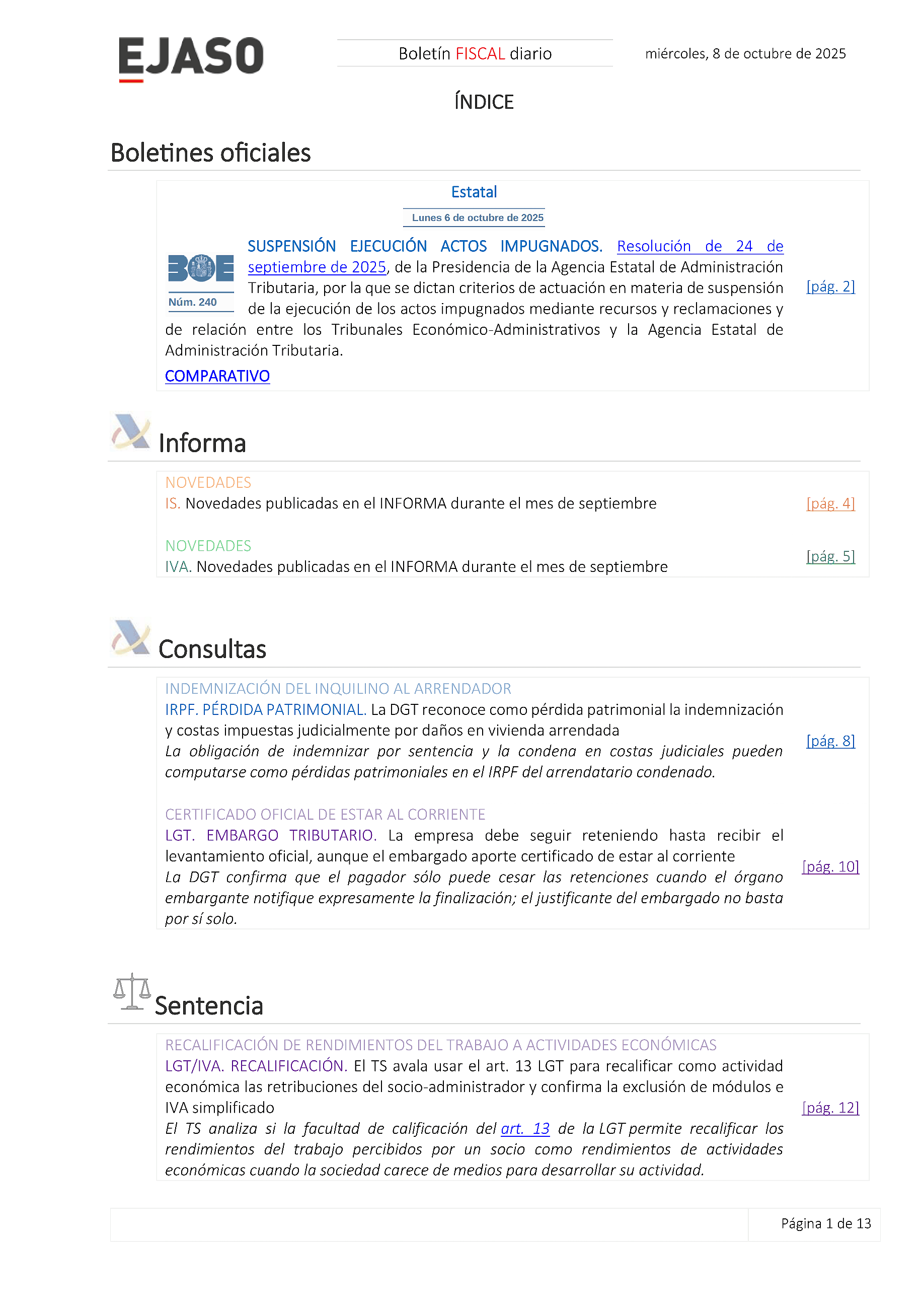 Boletín fiscal 08/10/2025