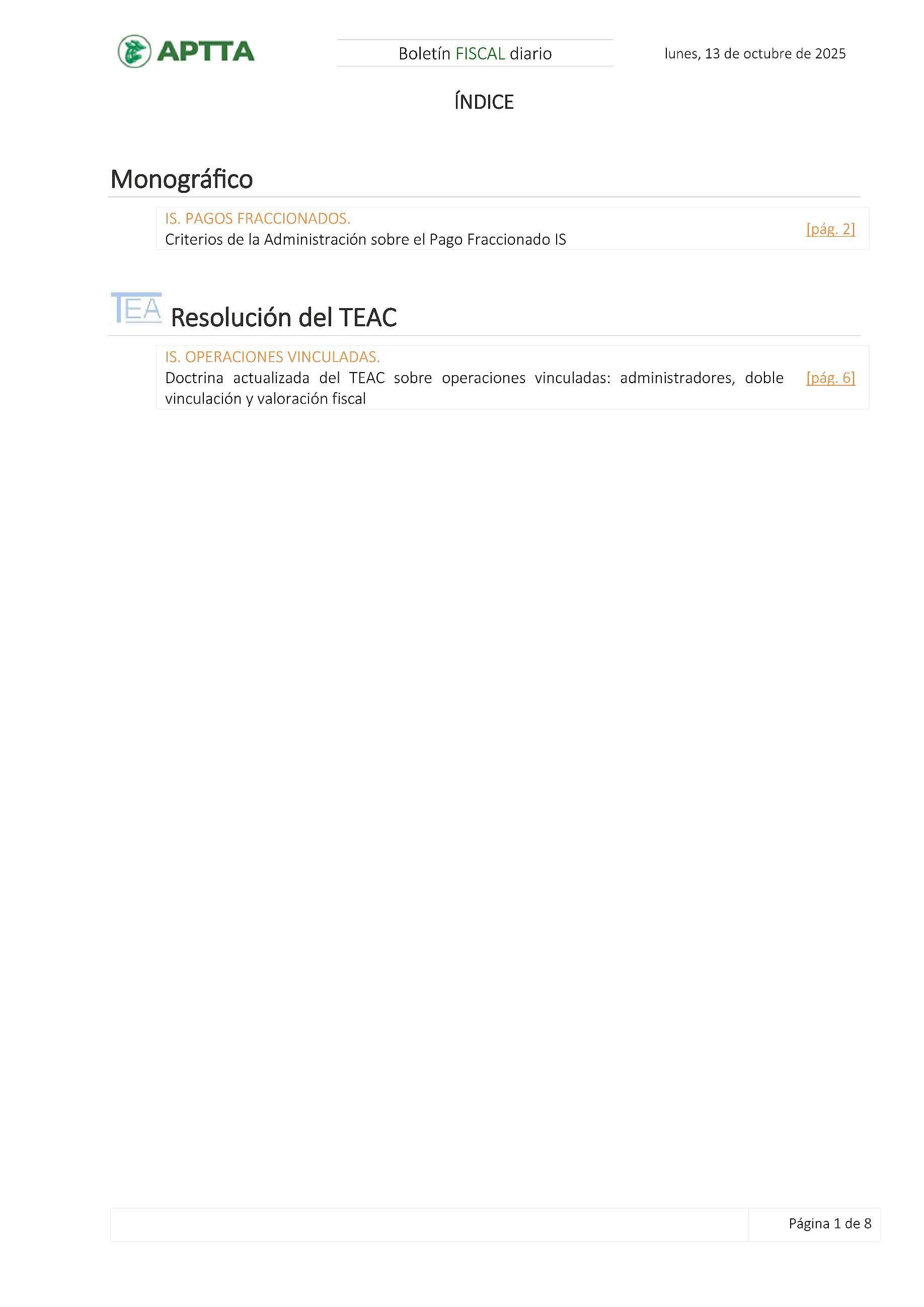 Boletín fiscal 13/10/2025