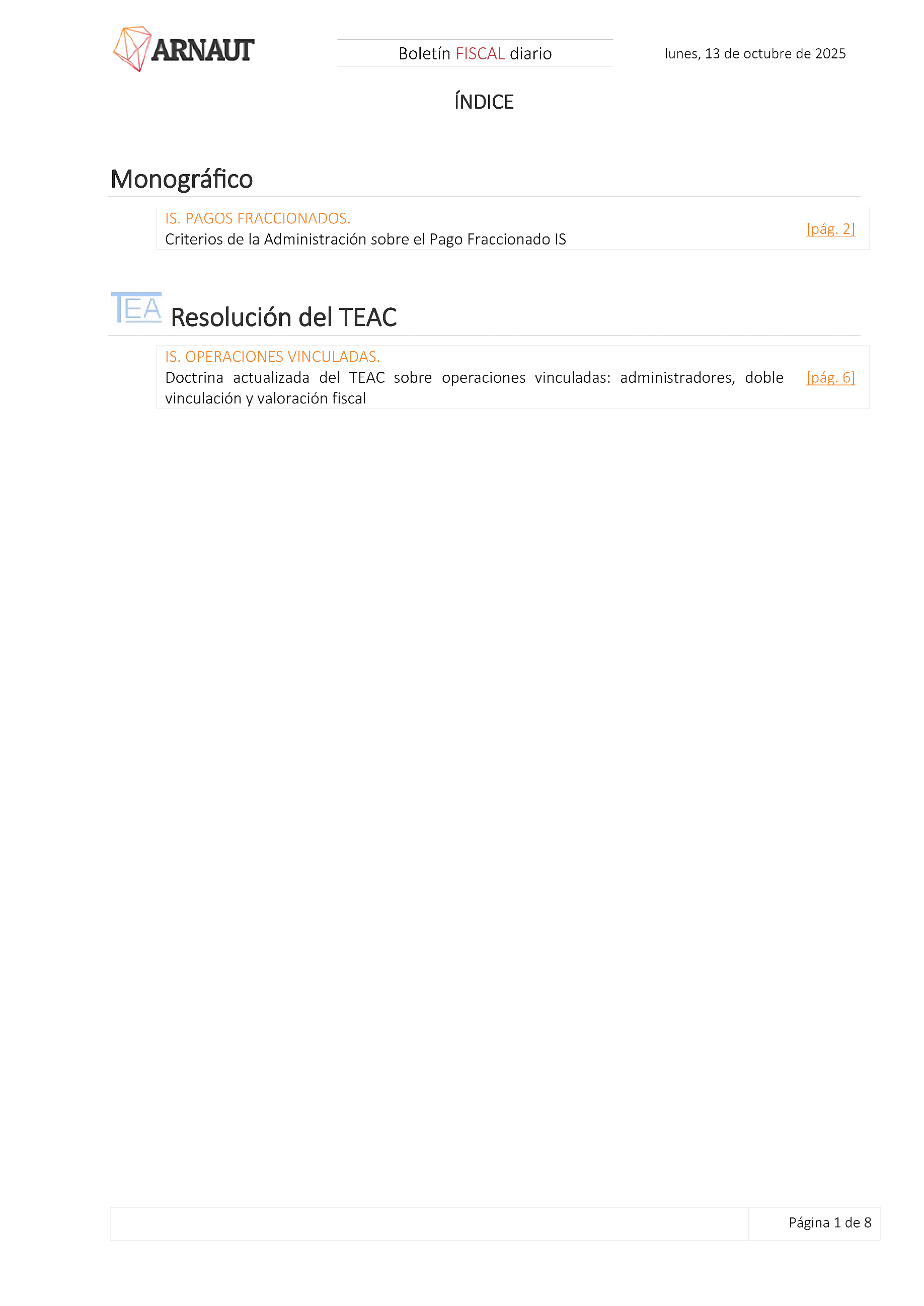 Boletín fiscal 13/10/2025