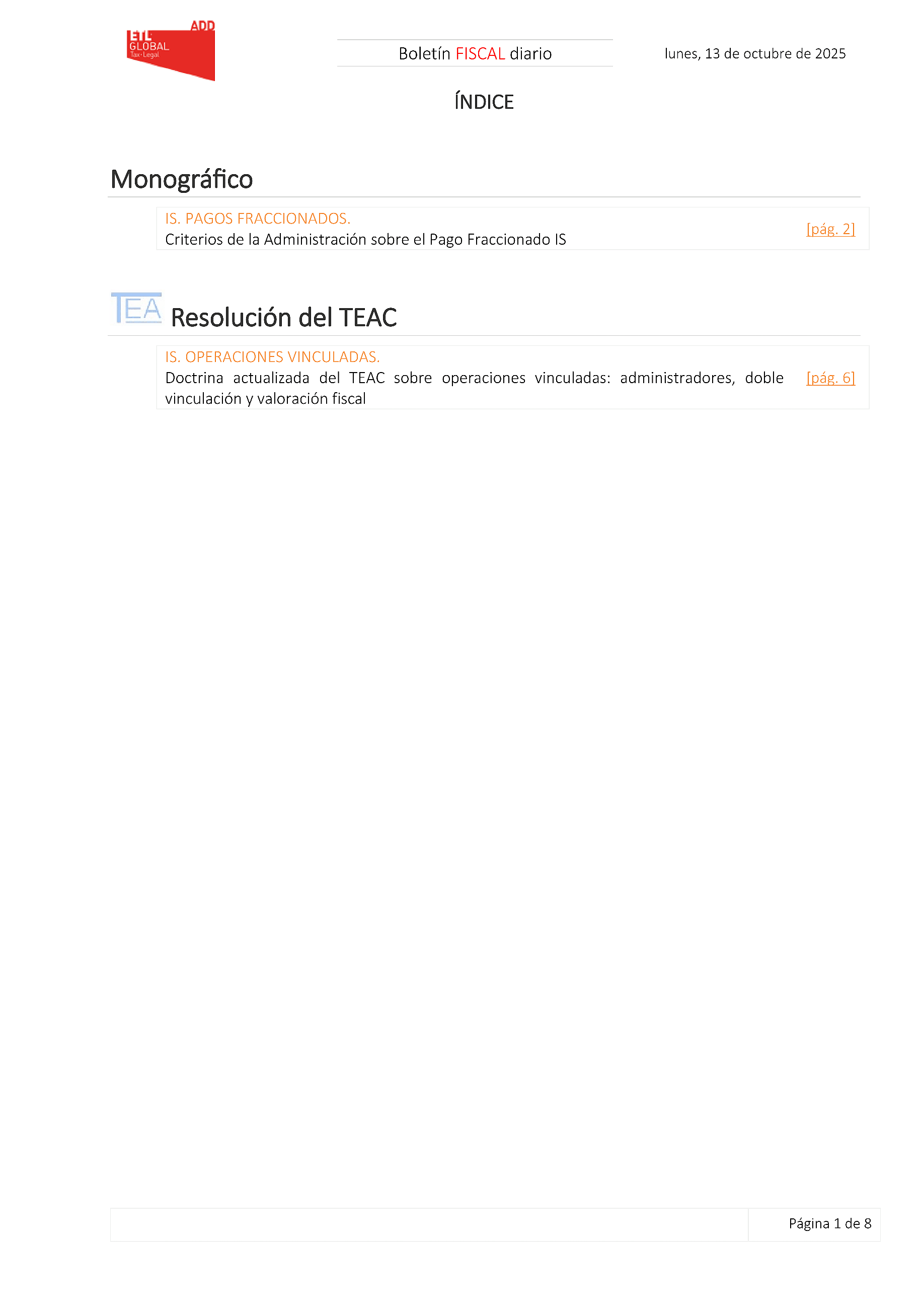 Boletín fiscal 13/10/2025