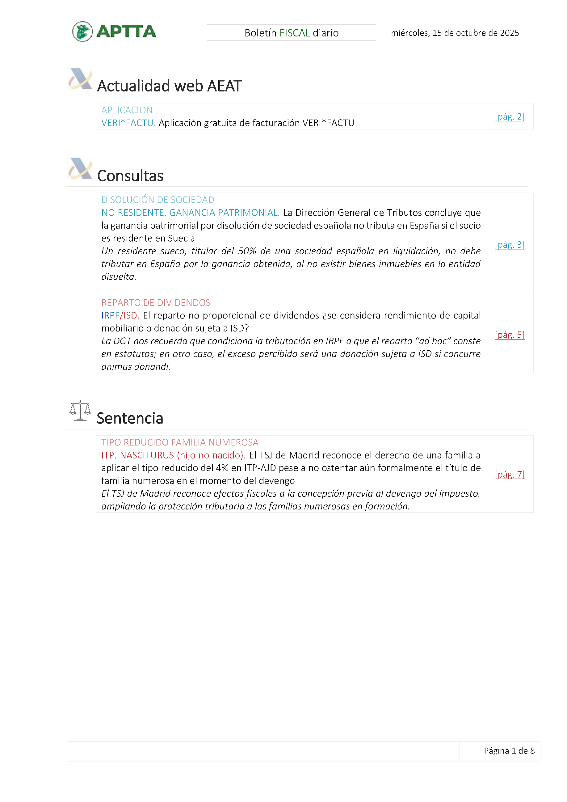 Boletín fiscal 15/10/2025