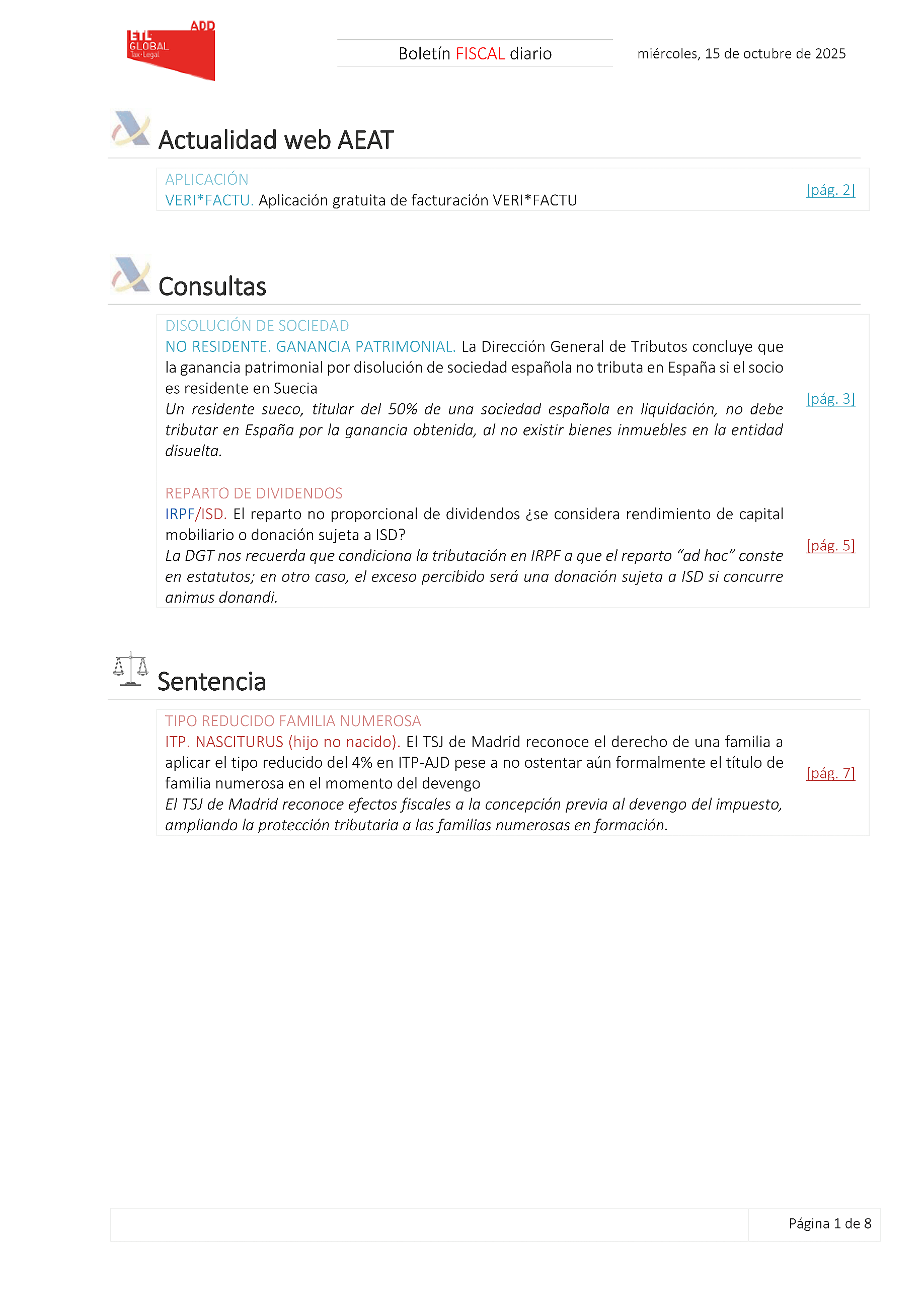 Boletín fiscal 15/10/2025