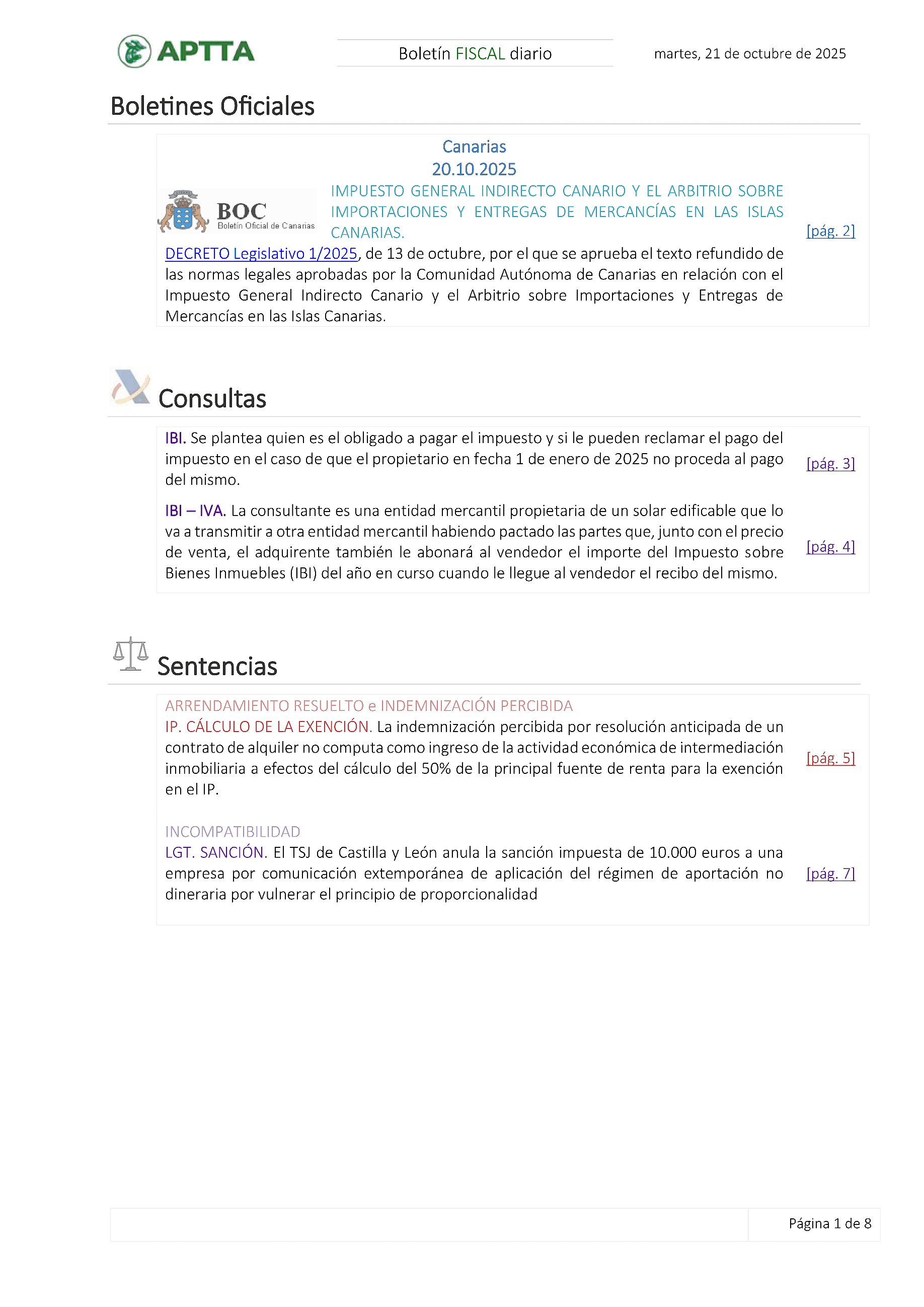 Boletín fiscal 21/10/2025