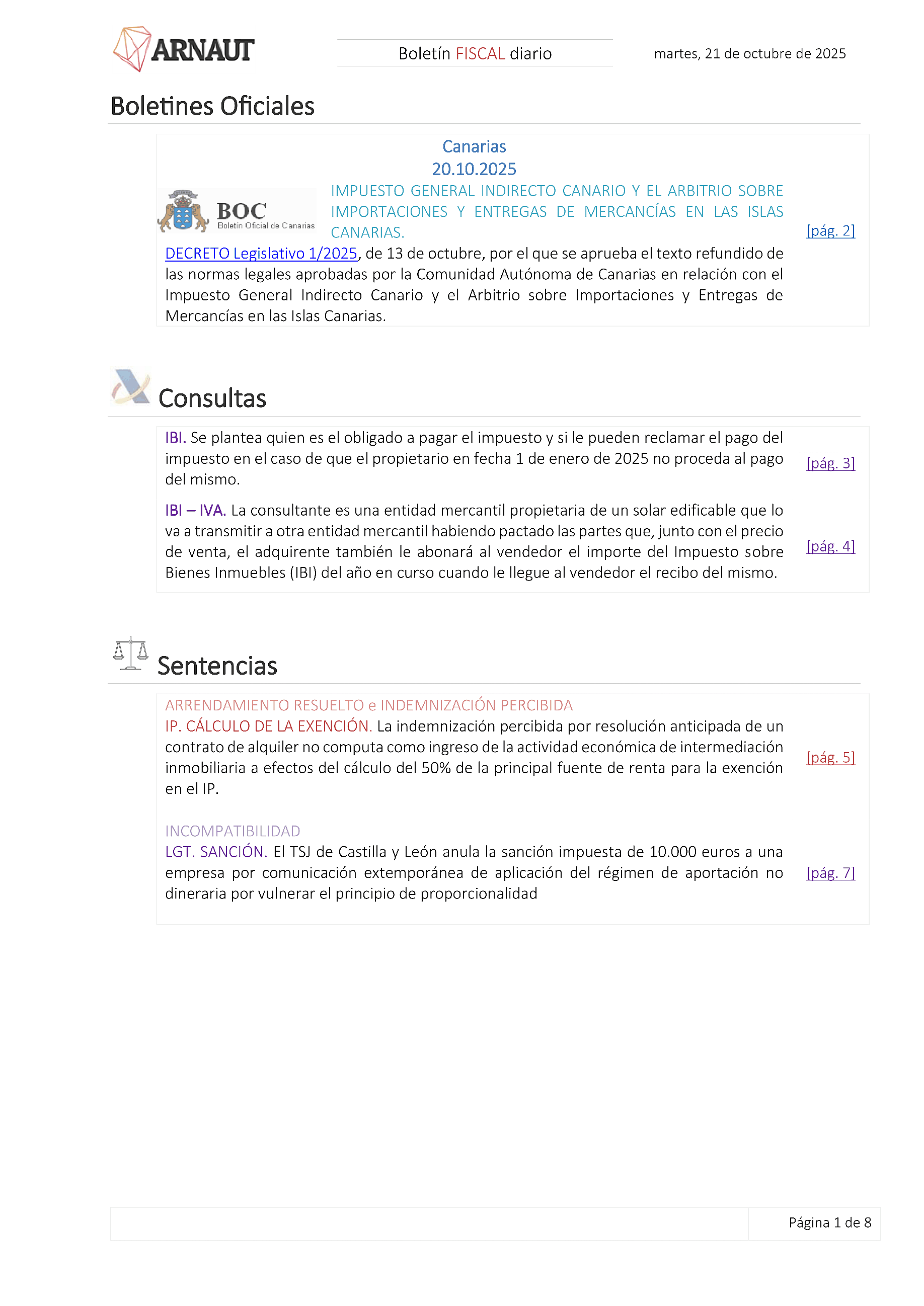 Boletín fiscal 21/10/2025