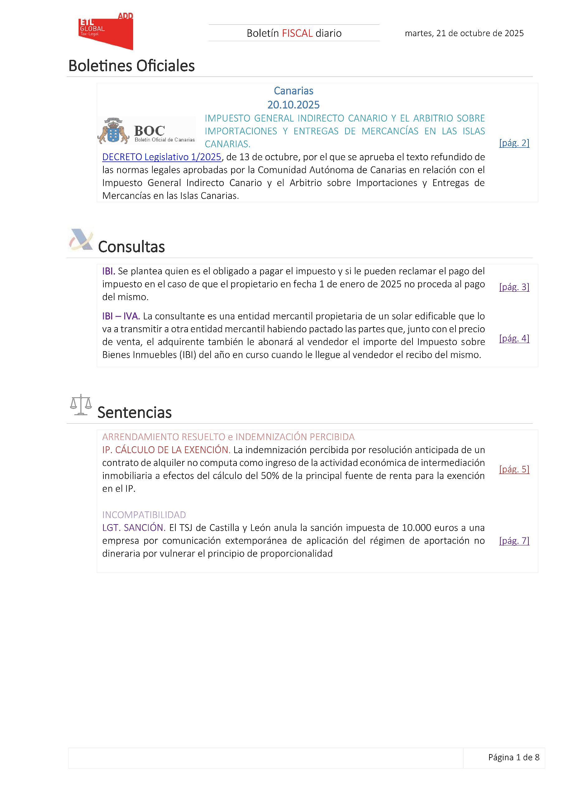 Boletín fiscal 21/10/2025